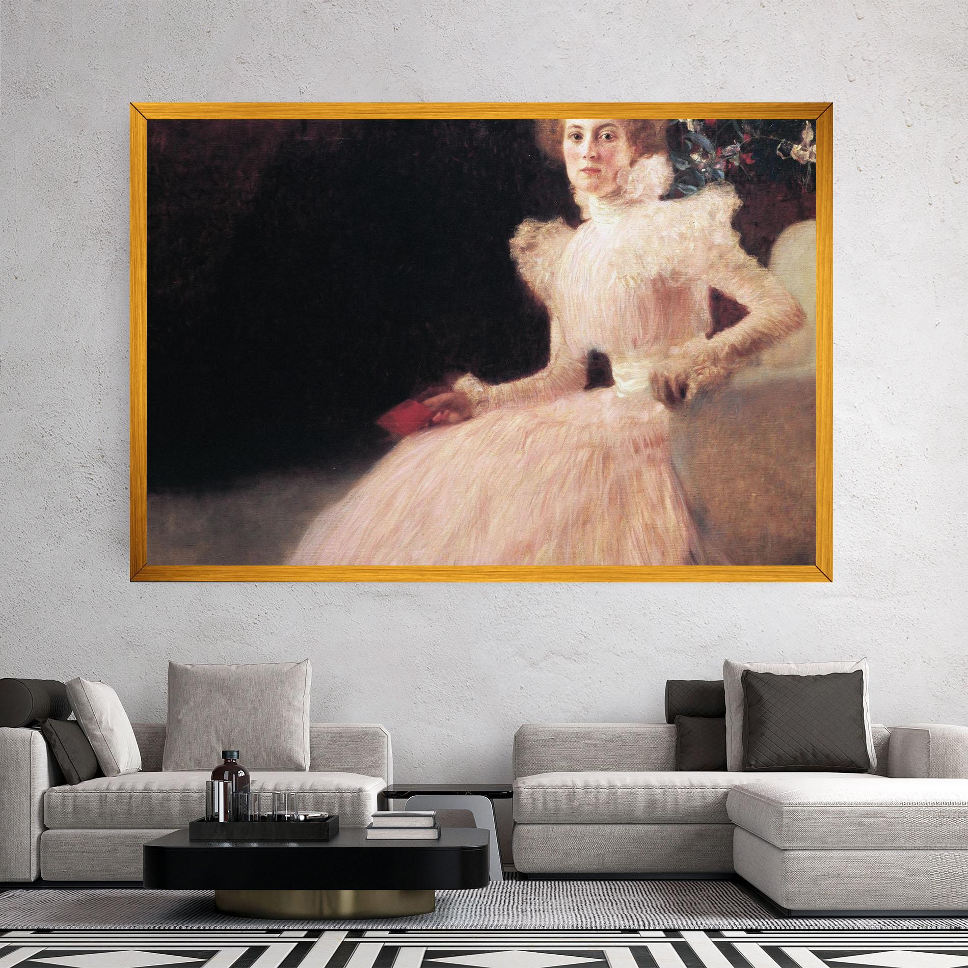 Leinwandbild Gustav Klimt Pink Dress mockup 2