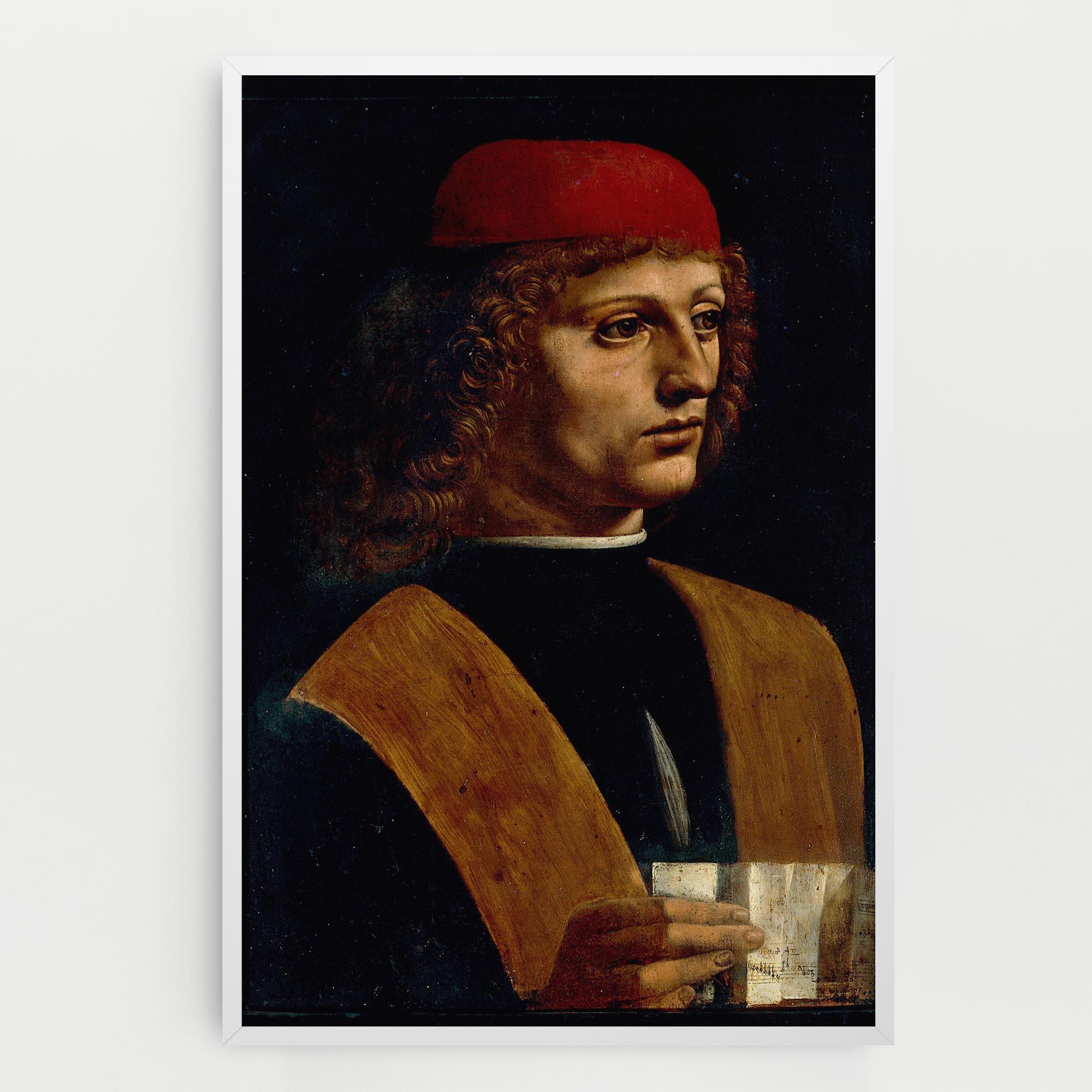 Leinwandbild Leonardo Da Vinci Portrait Of A Musician Pinacoteca Ambrosiana mockup 0