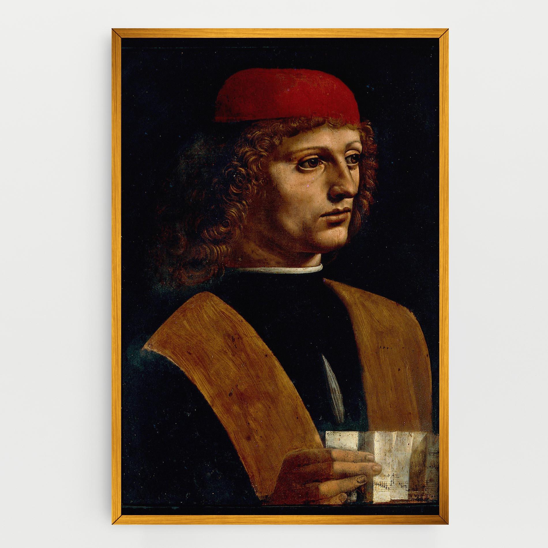 Leinwandbild Leonardo Da Vinci Portrait Of A Musician Pinacoteca Ambrosiana mockup 0