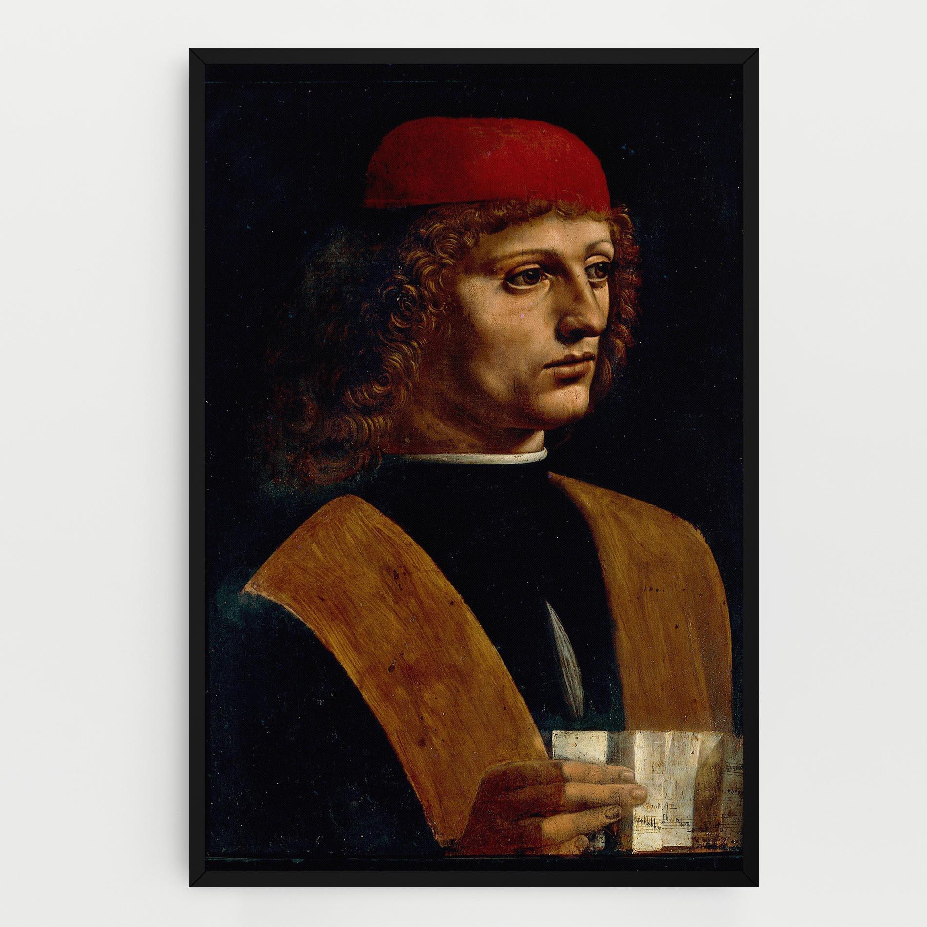 Leinwandbild Leonardo Da Vinci Portrait Of A Musician Pinacoteca Ambrosiana mockup 0