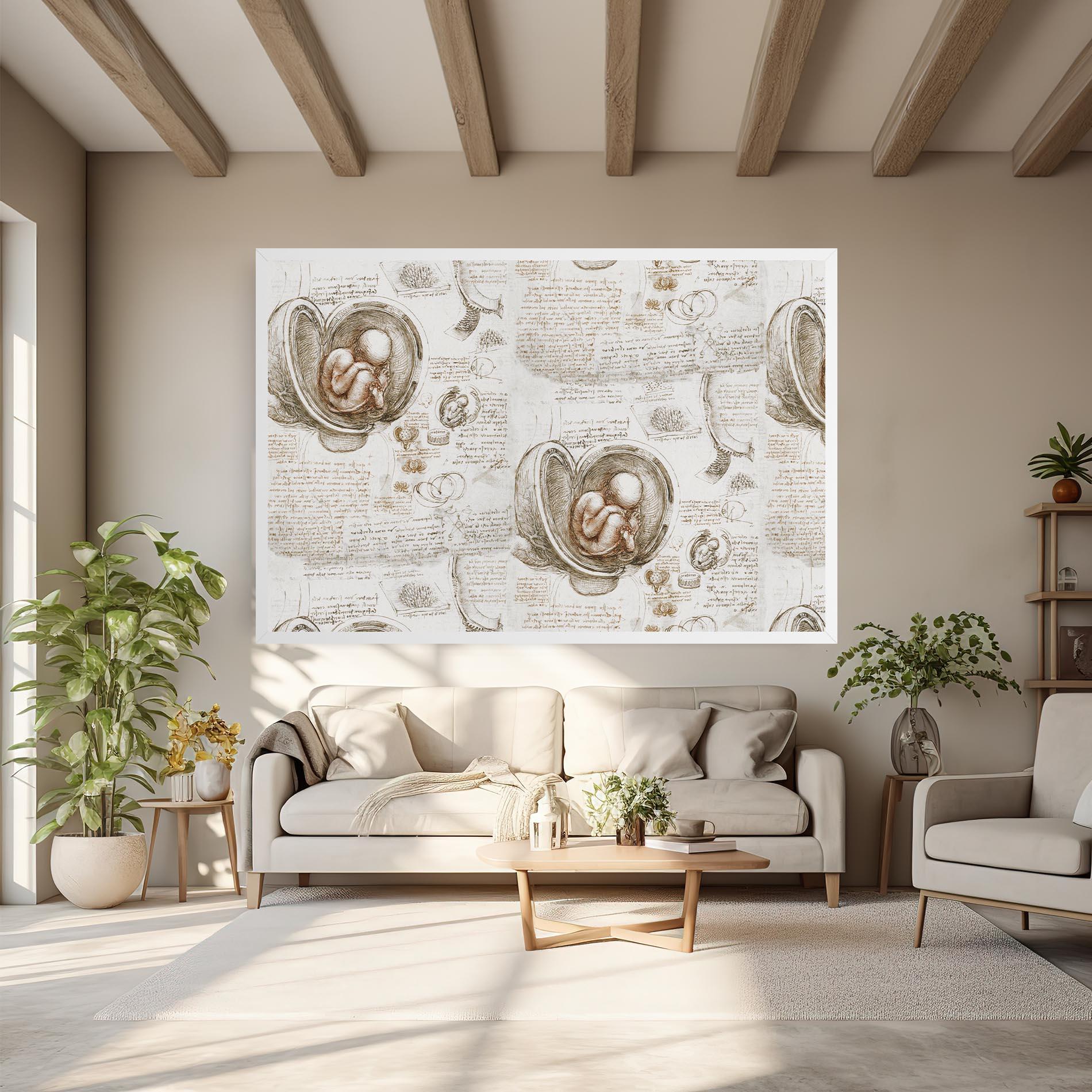 Leinwandbild Leonardo Studies Of The Foetus mockup 6