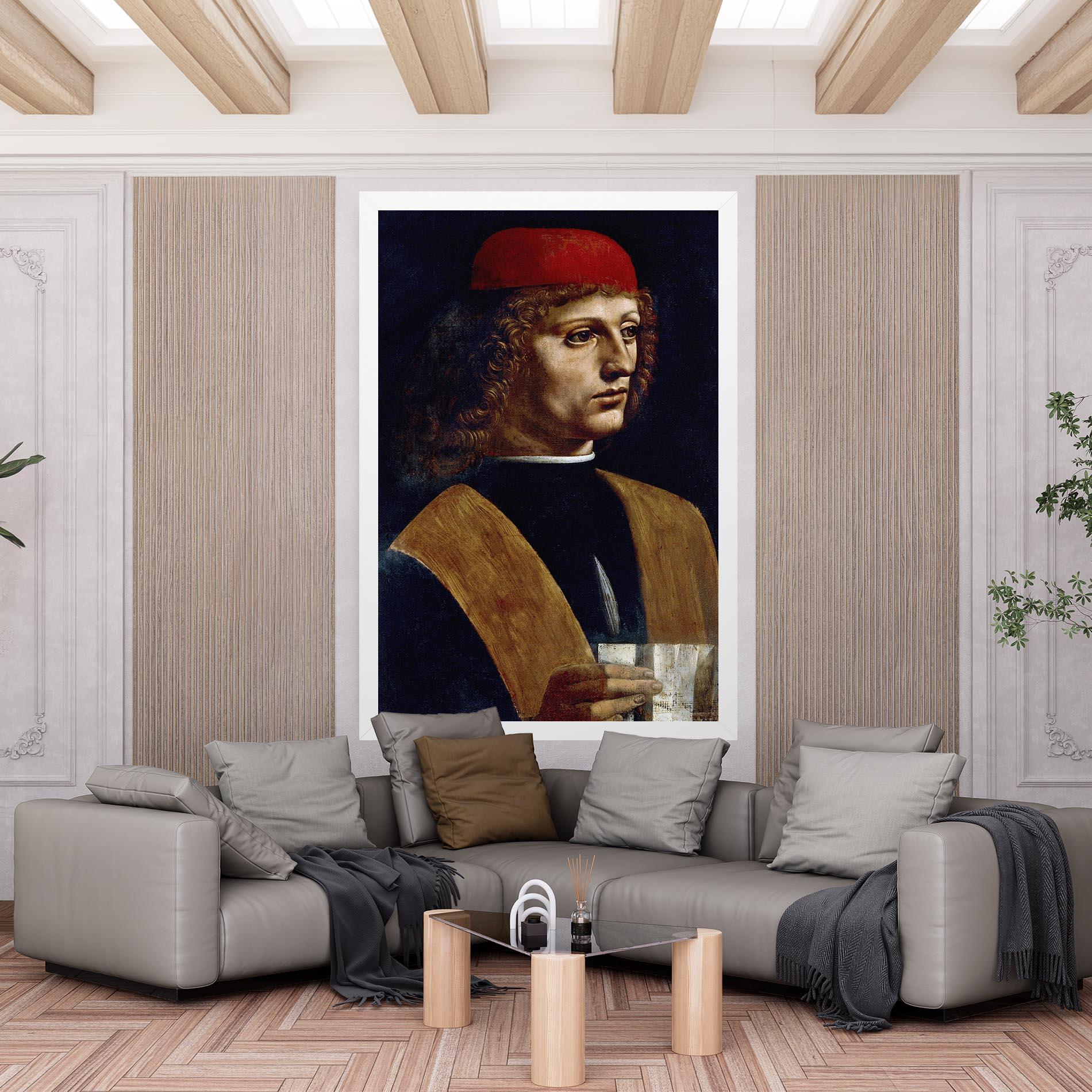 Leinwandbild Leonardo Da Vinci's The Portrait Of A Musician mockup 6