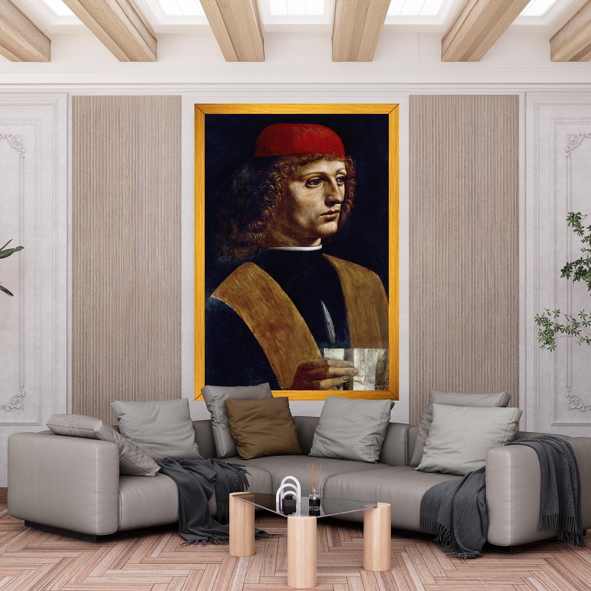 Leinwandbild Leonardo Da Vinci's The Portrait Of A Musician mockup 6