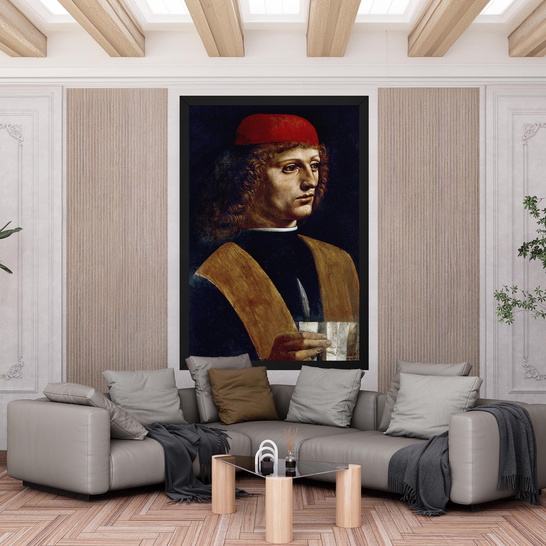 Leinwandbild Leonardo Da Vinci's The Portrait Of A Musician mockup 6