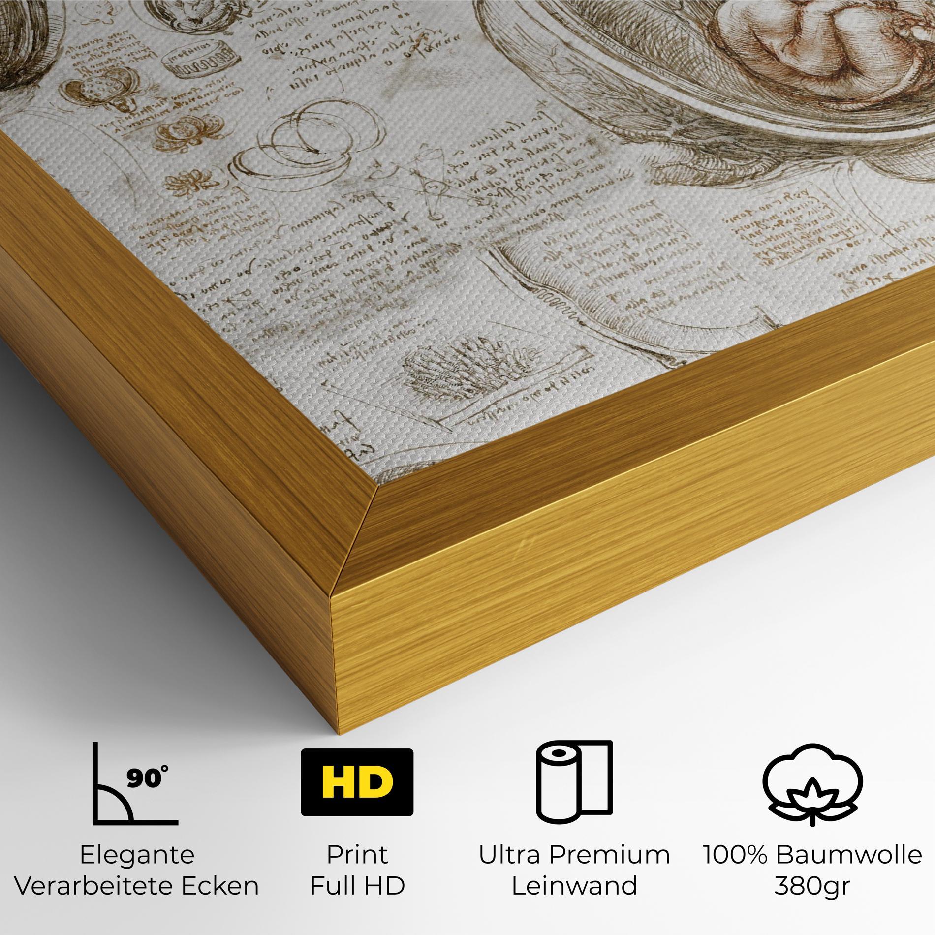 Leinwandbild Leonardo Studies Of The Foetus mockup 4