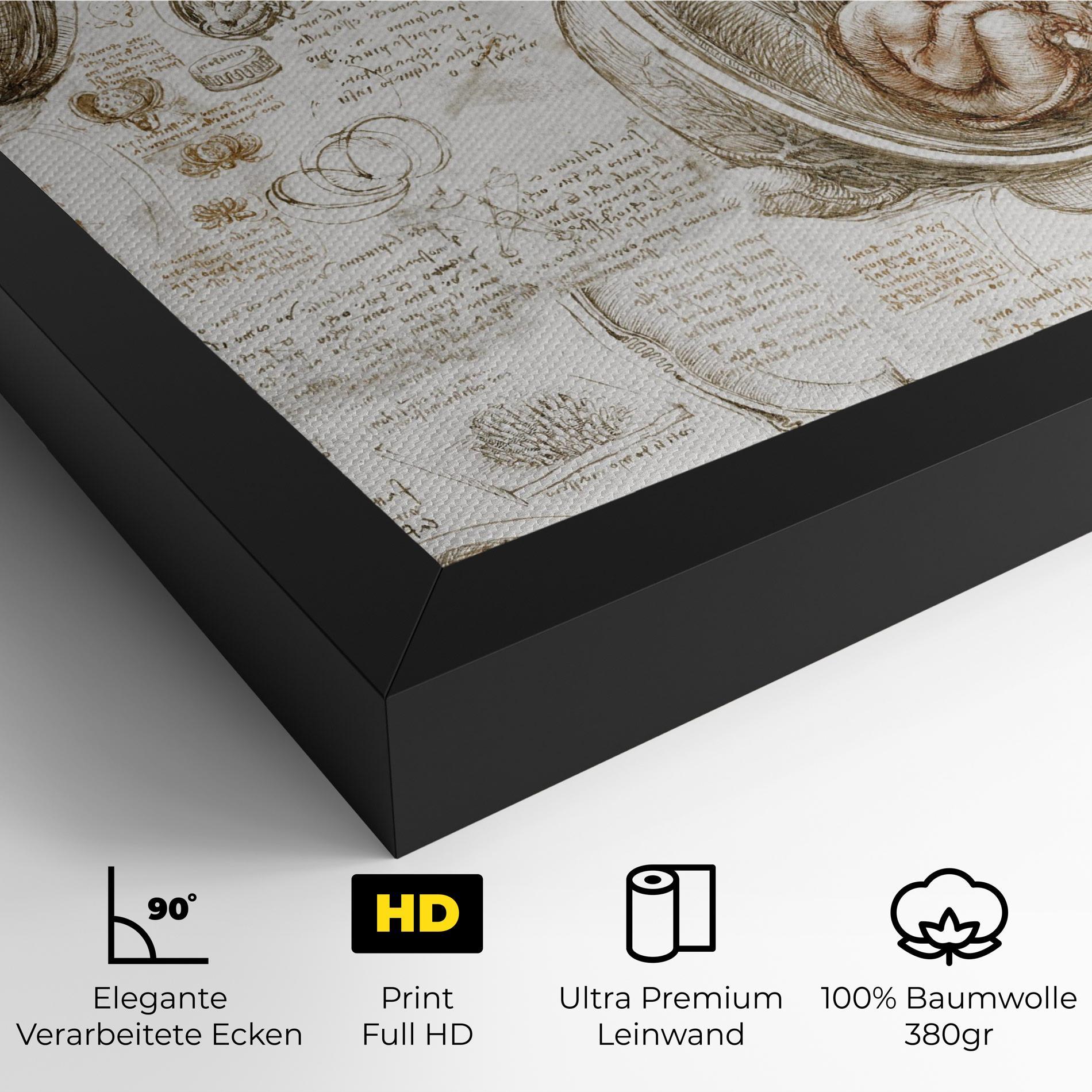 Leinwandbild Leonardo Studies Of The Foetus mockup 4