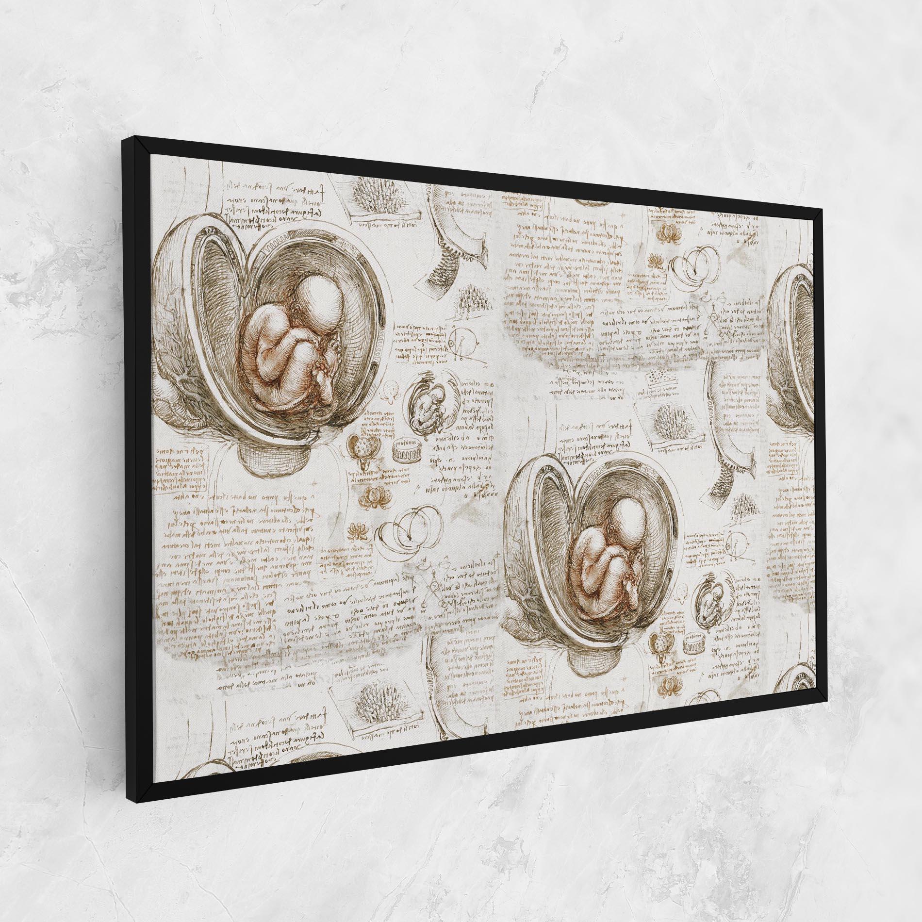 Leinwandbild Leonardo Studies Of The Foetus mockup 1