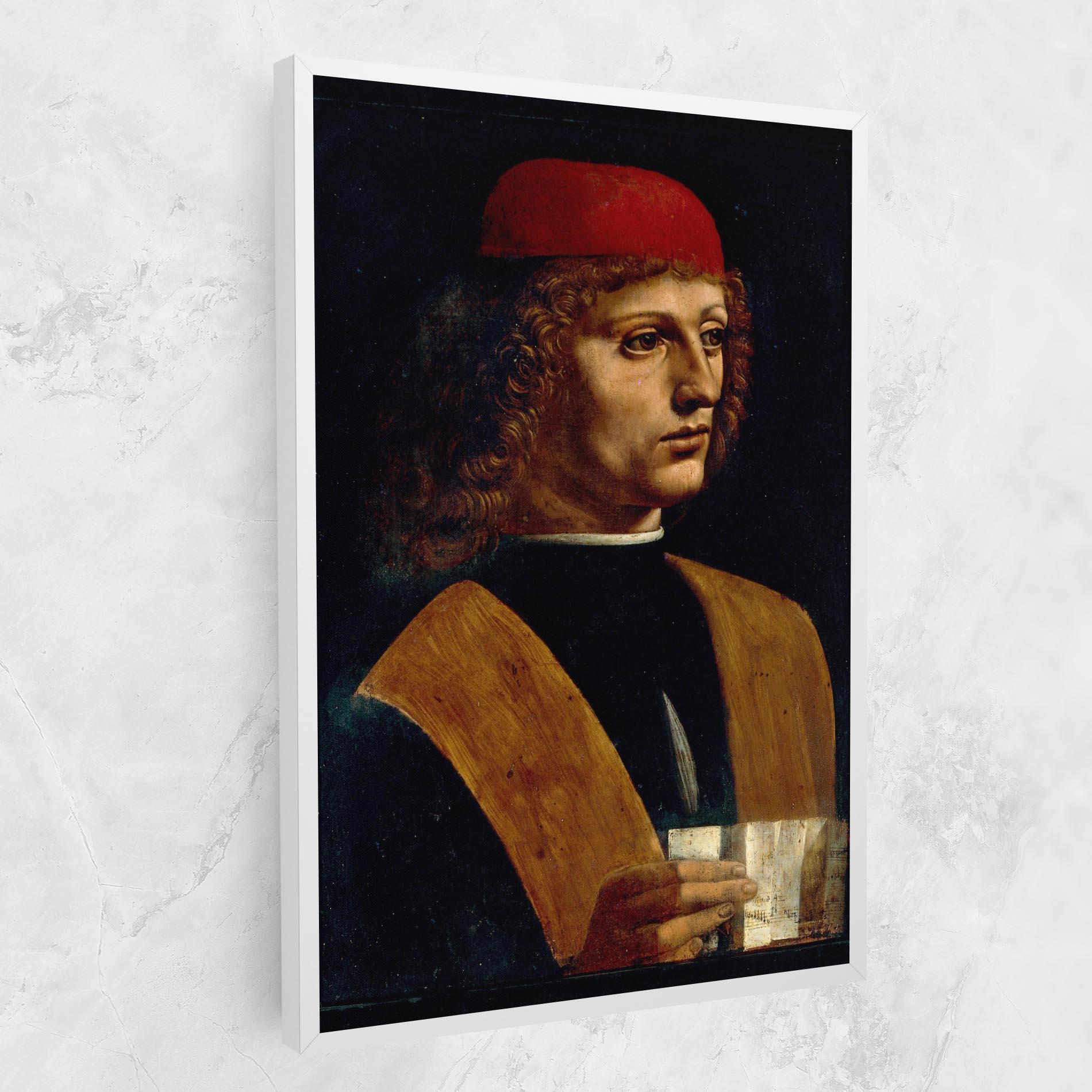 Leinwandbild Leonardo Da Vinci Portrait Of A Musician Pinacoteca Ambrosiana mockup 1