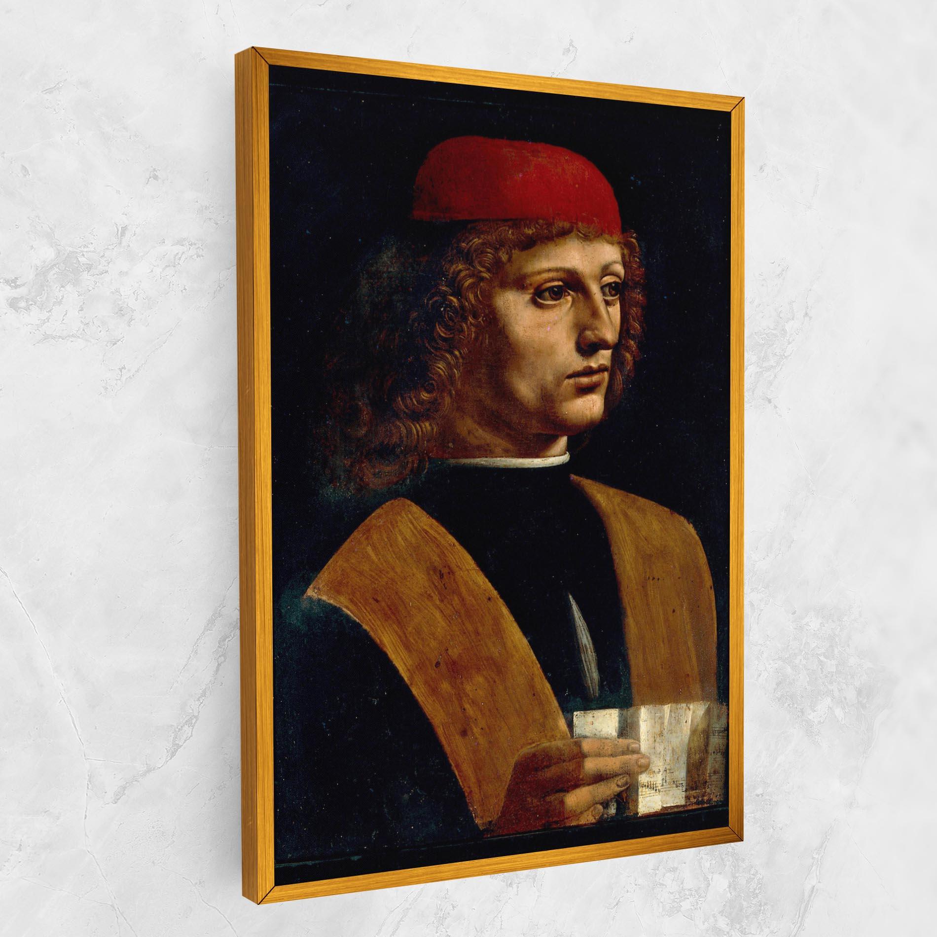 Leinwandbild Leonardo Da Vinci Portrait Of A Musician Pinacoteca Ambrosiana mockup 1