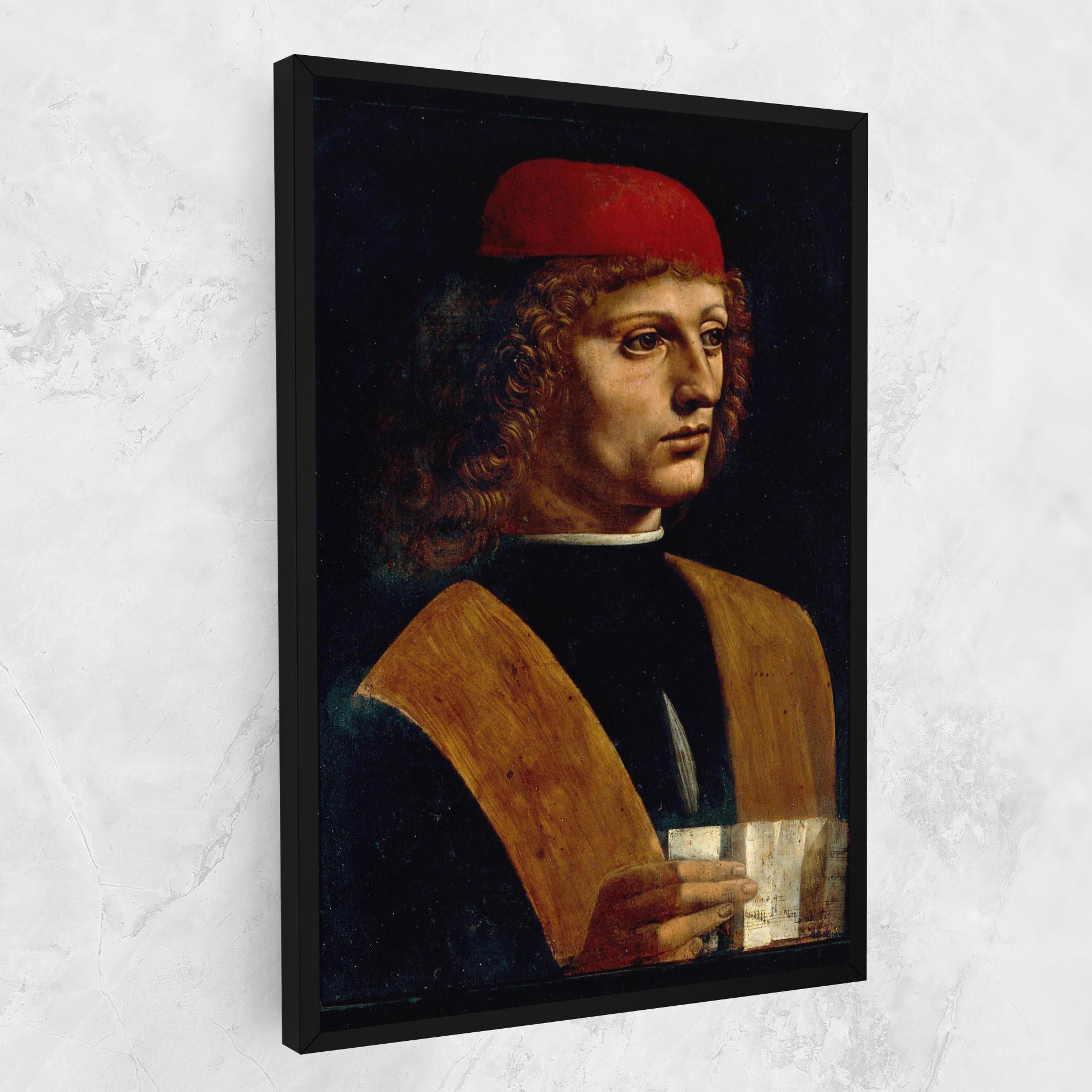 Leinwandbild Leonardo Da Vinci Portrait Of A Musician Pinacoteca Ambrosiana mockup 1