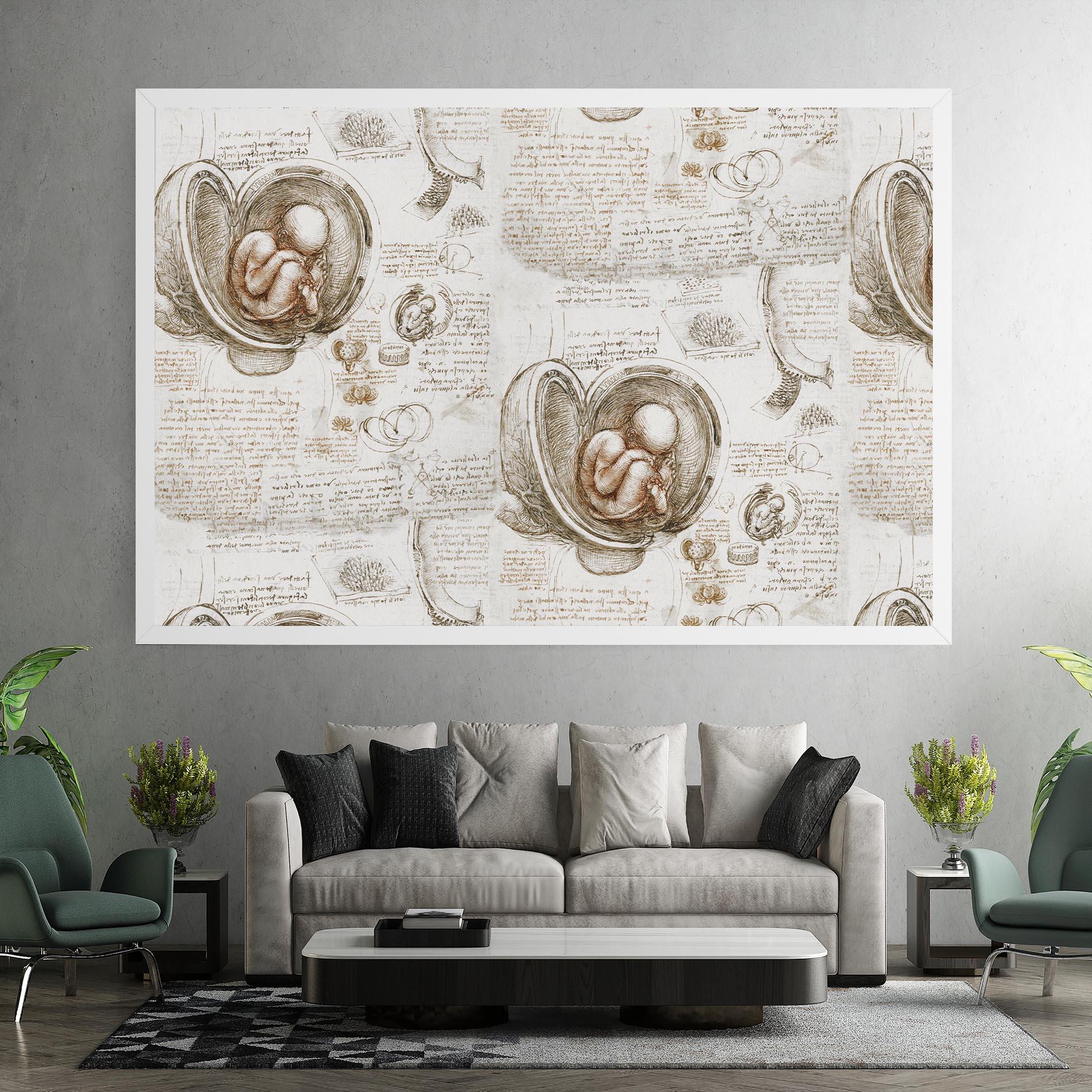 Leinwandbild Leonardo Studies Of The Foetus mockup 7