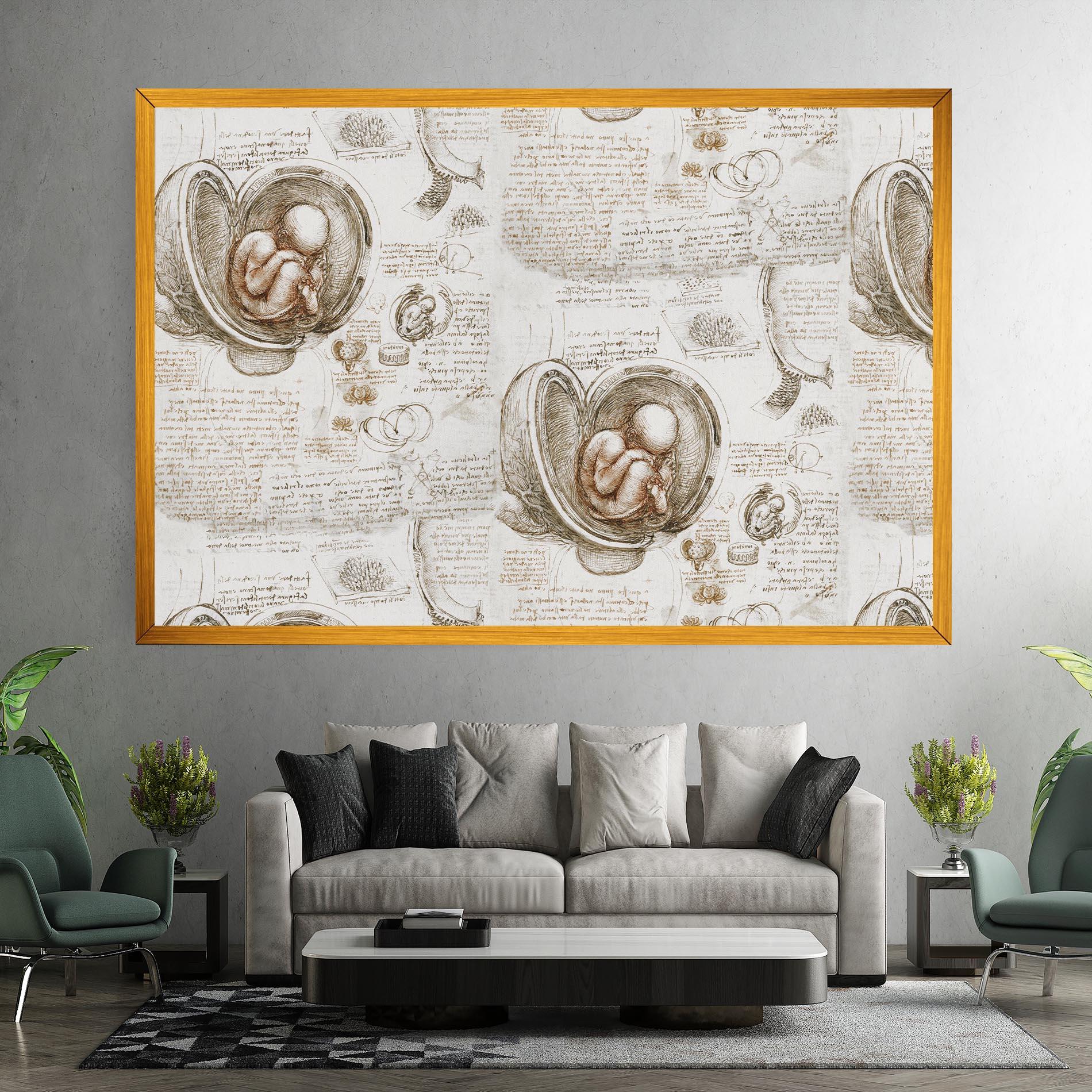 Leinwandbild Leonardo Studies Of The Foetus mockup 7