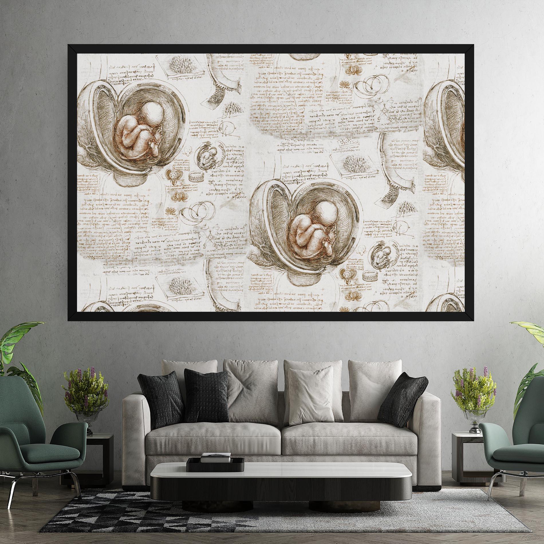 Leinwandbild Leonardo Studies Of The Foetus mockup 7