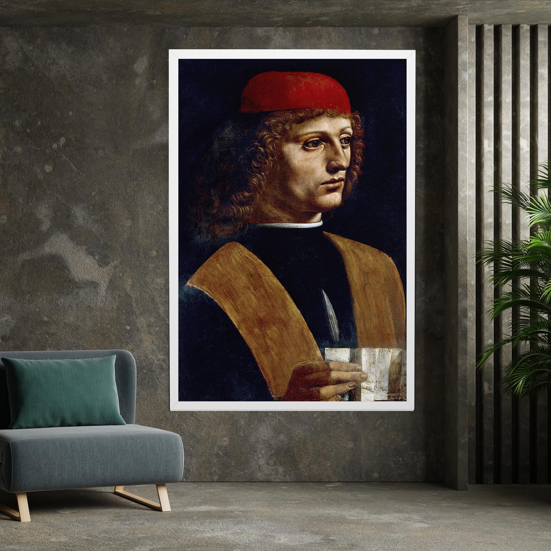Leinwandbild Leonardo Da Vinci's The Portrait Of A Musician mockup 7