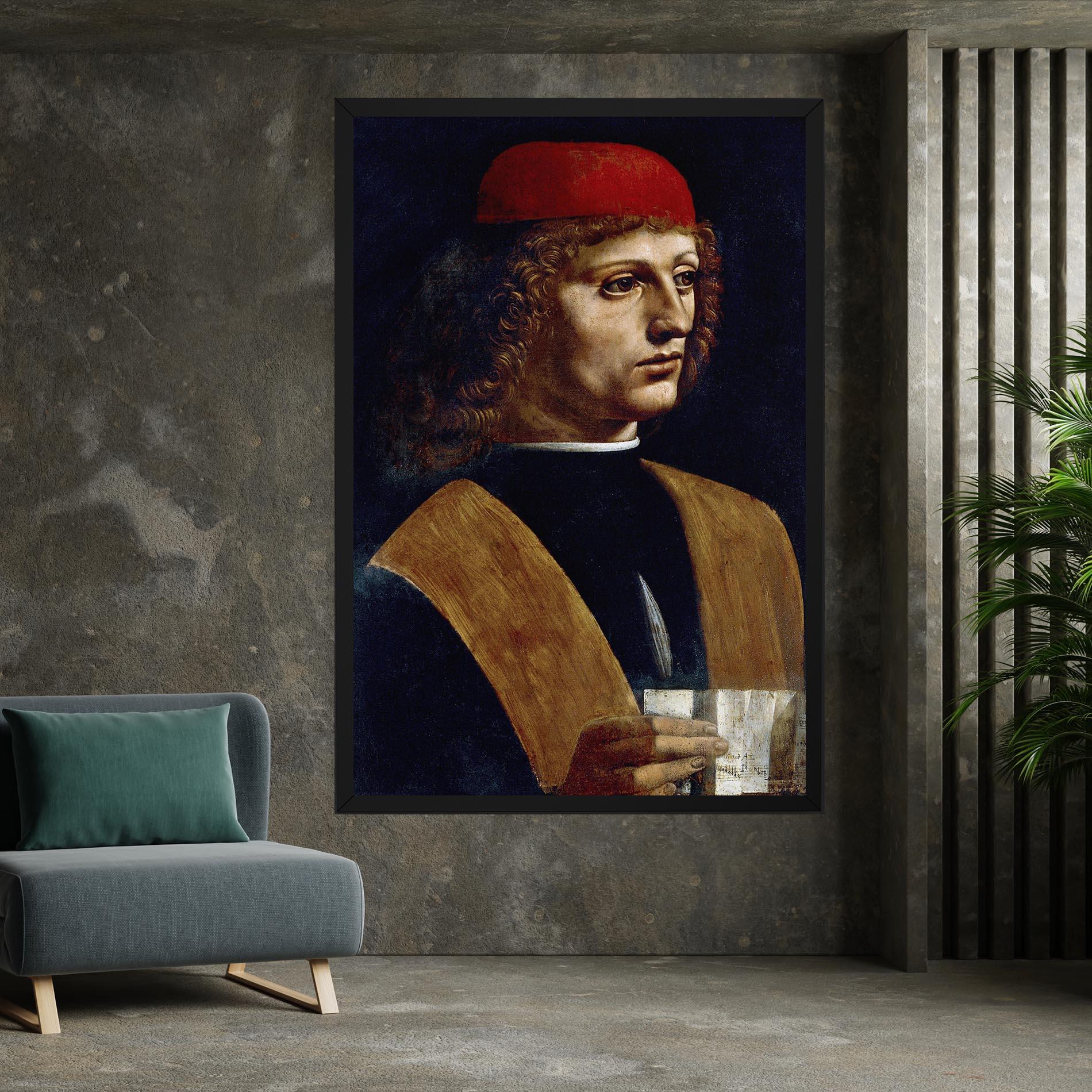 Leinwandbild Leonardo Da Vinci's The Portrait Of A Musician mockup 7