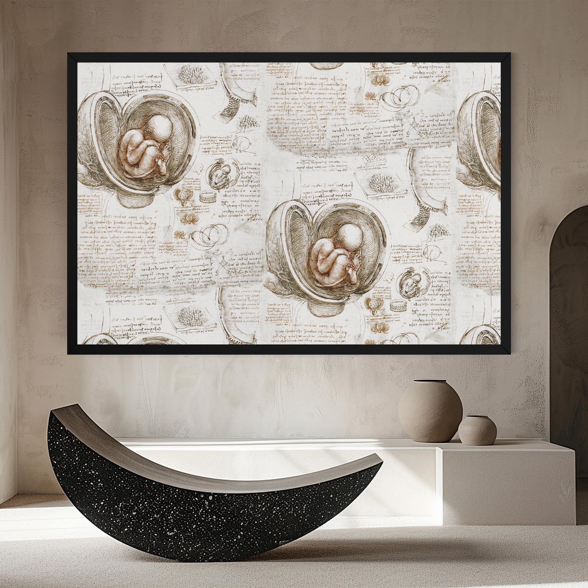 Leinwandbild Leonardo Studies Of The Foetus mockup 8