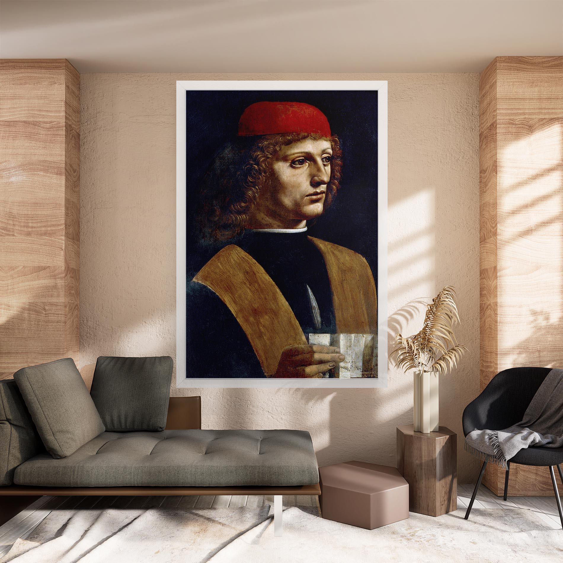 Leinwandbild Leonardo Da Vinci's The Portrait Of A Musician mockup 8