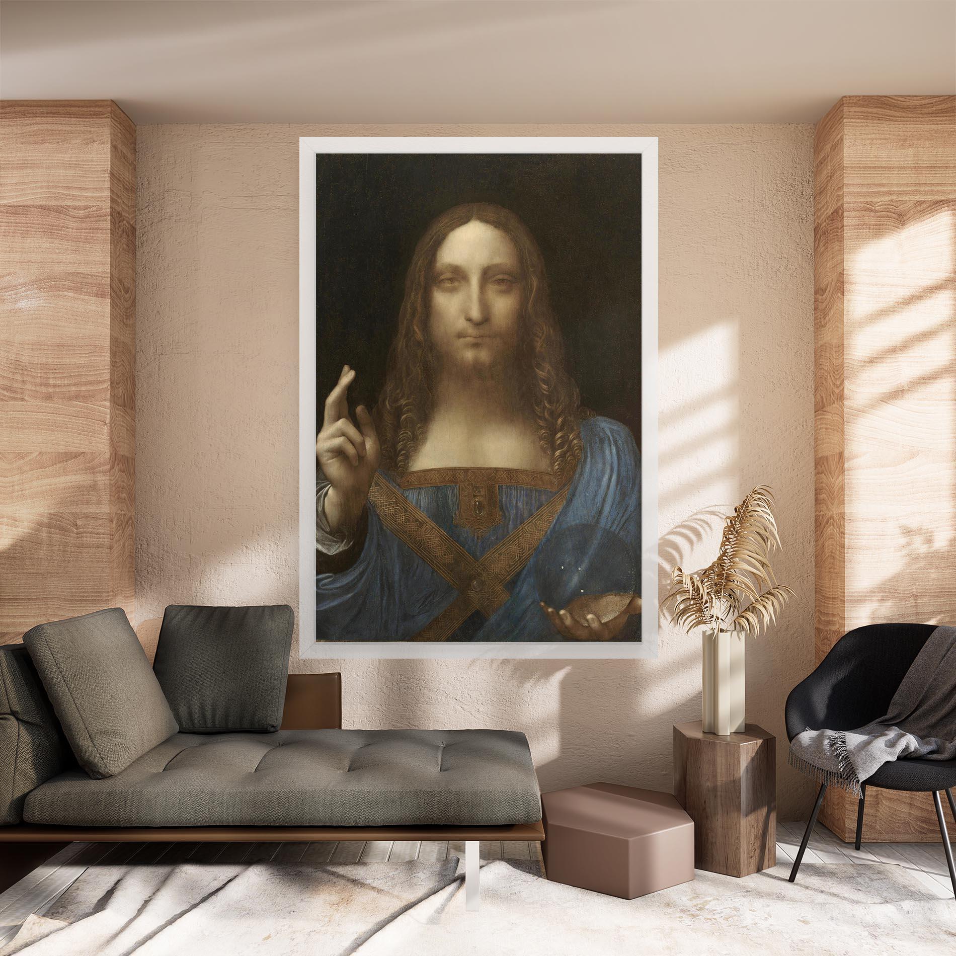 Leinwandbild Leonardo Da Vinci Salvator Mundi mockup 8