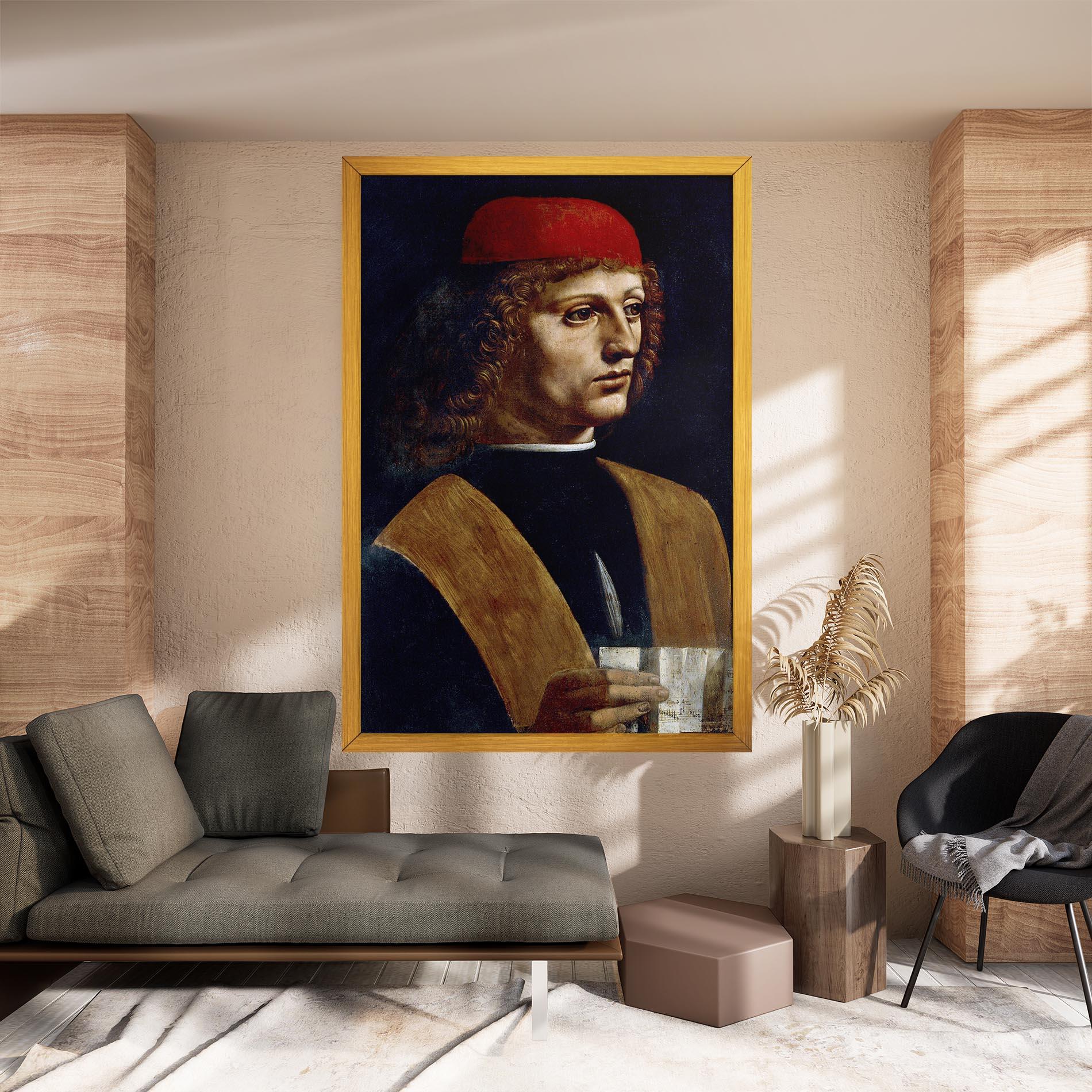 Leinwandbild Leonardo Da Vinci's The Portrait Of A Musician mockup 8