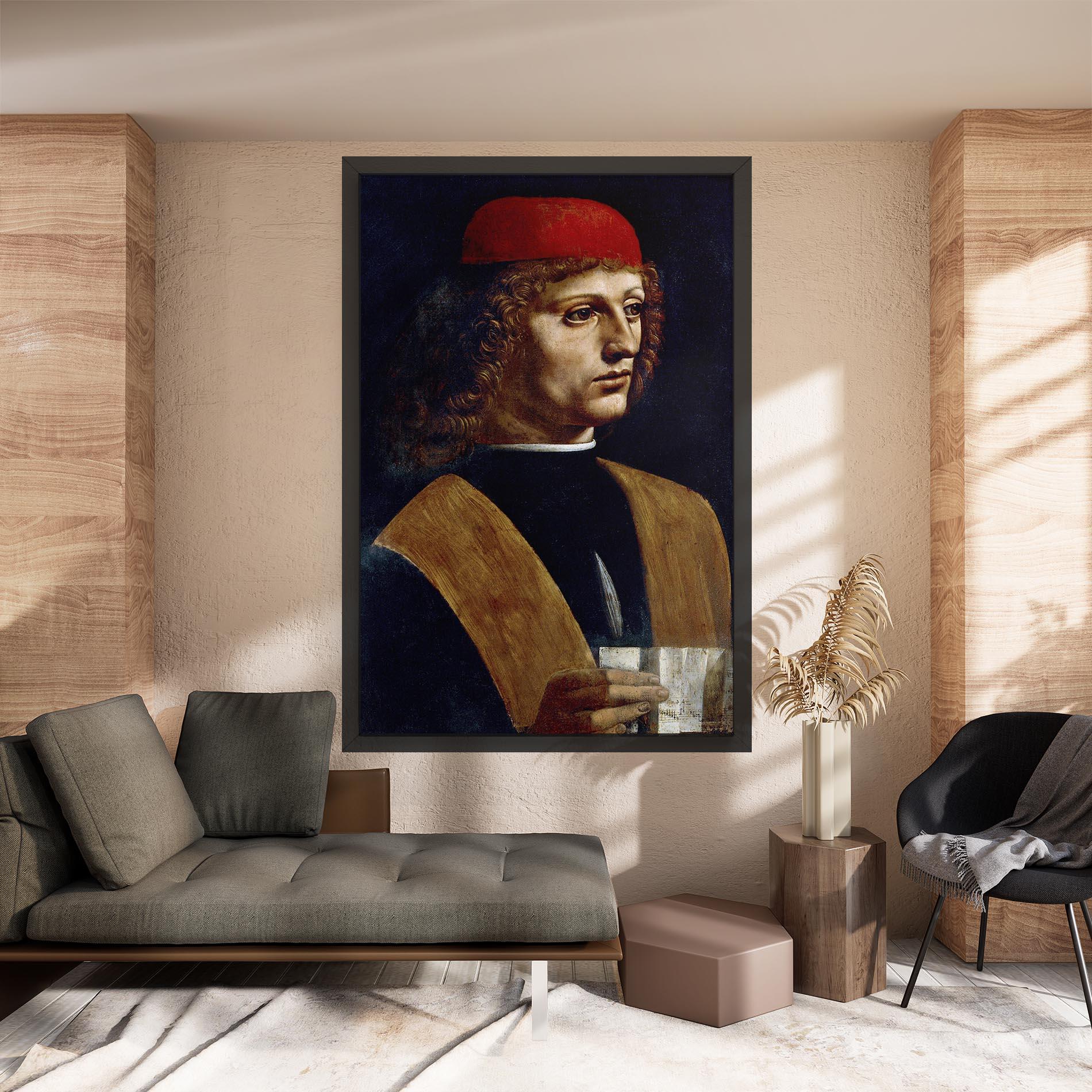 Leinwandbild Leonardo Da Vinci's The Portrait Of A Musician mockup 8