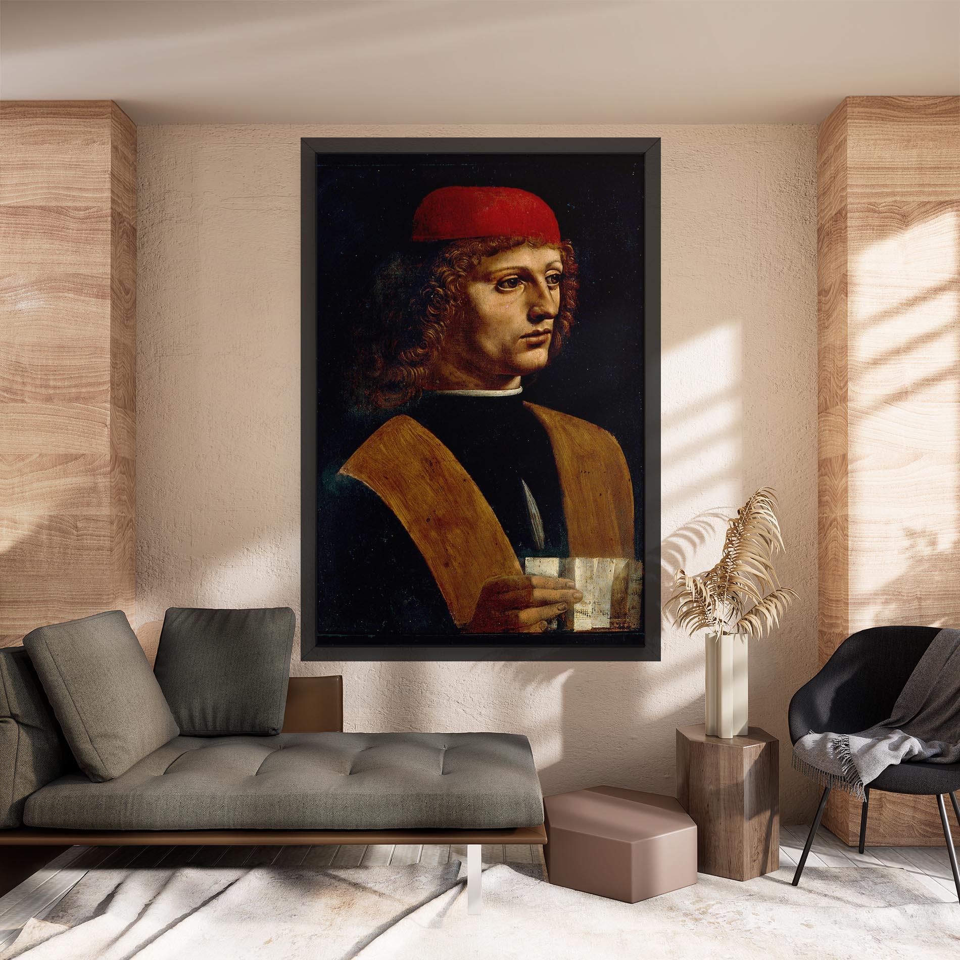 Leinwandbild Leonardo Da Vinci Portrait Of A Musician Pinacoteca Ambrosiana mockup 8