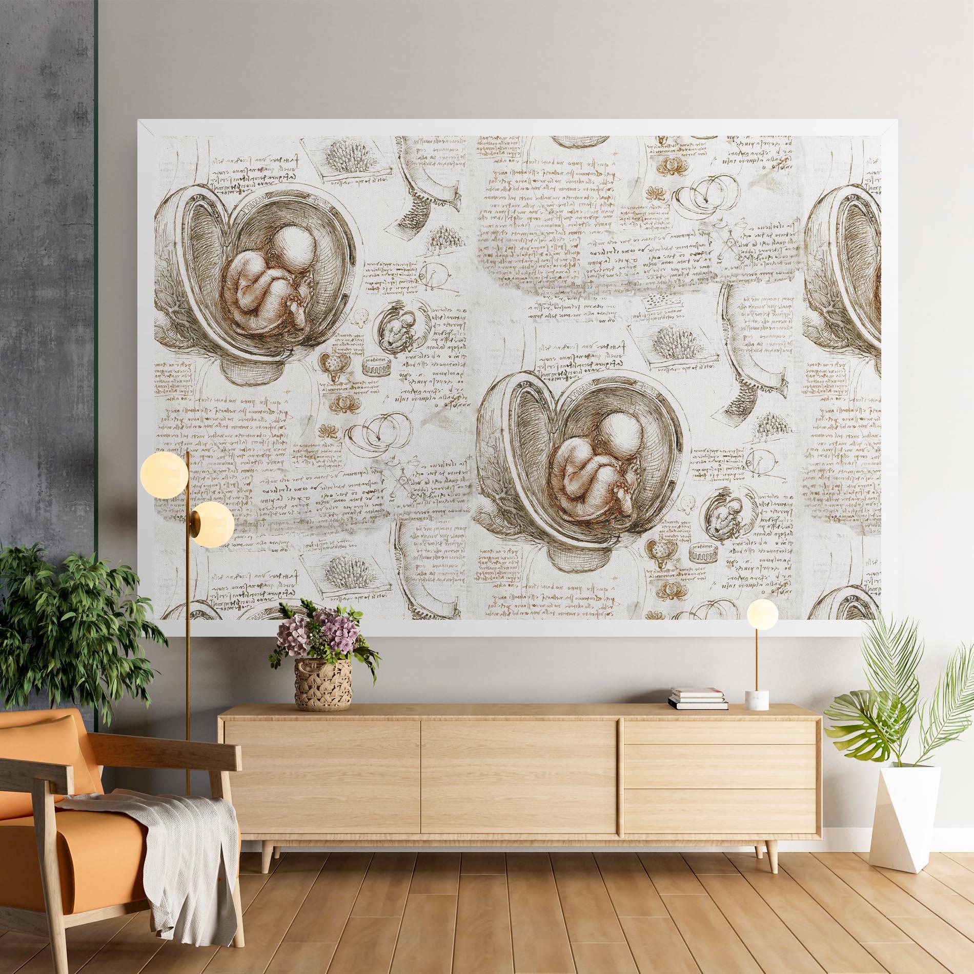 Leinwandbild Leonardo Studies Of The Foetus mockup 9