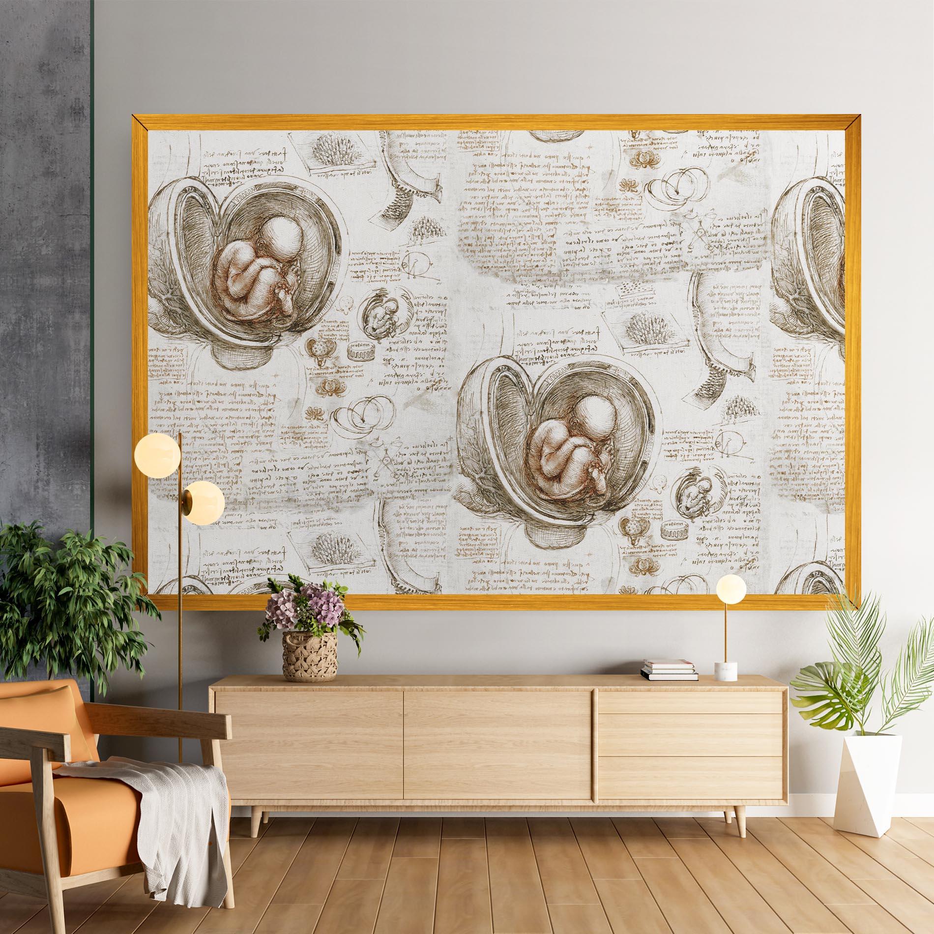 Leinwandbild Leonardo Studies Of The Foetus mockup 9