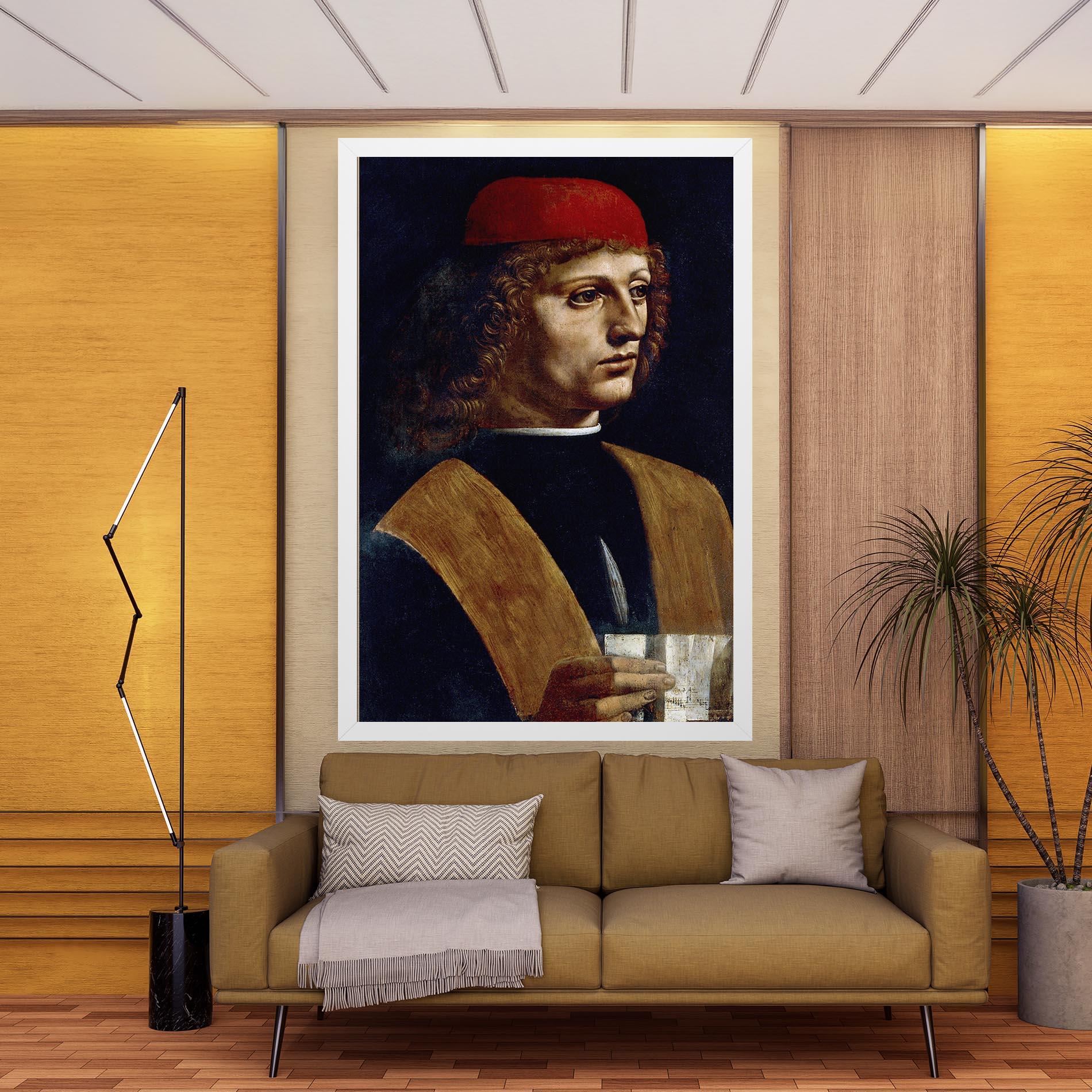Leinwandbild Leonardo Da Vinci's The Portrait Of A Musician mockup 9