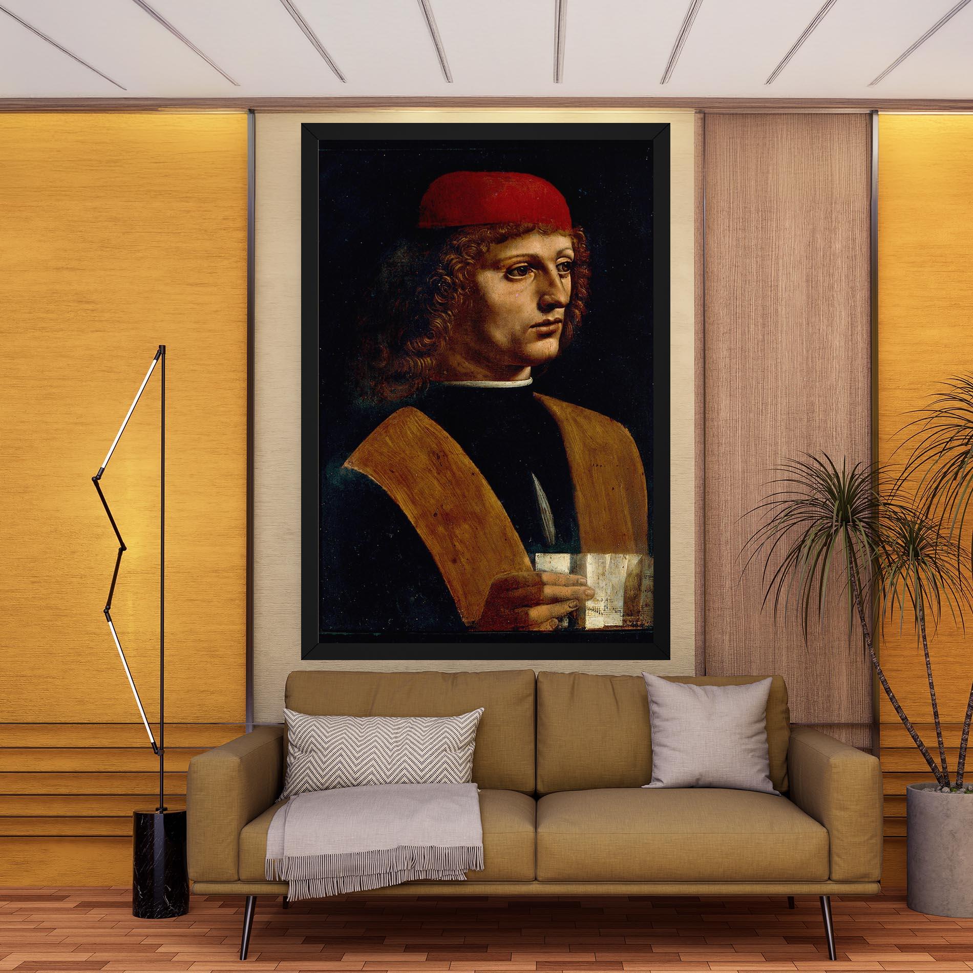 Leinwandbild Leonardo Da Vinci Portrait Of A Musician Pinacoteca Ambrosiana mockup 9