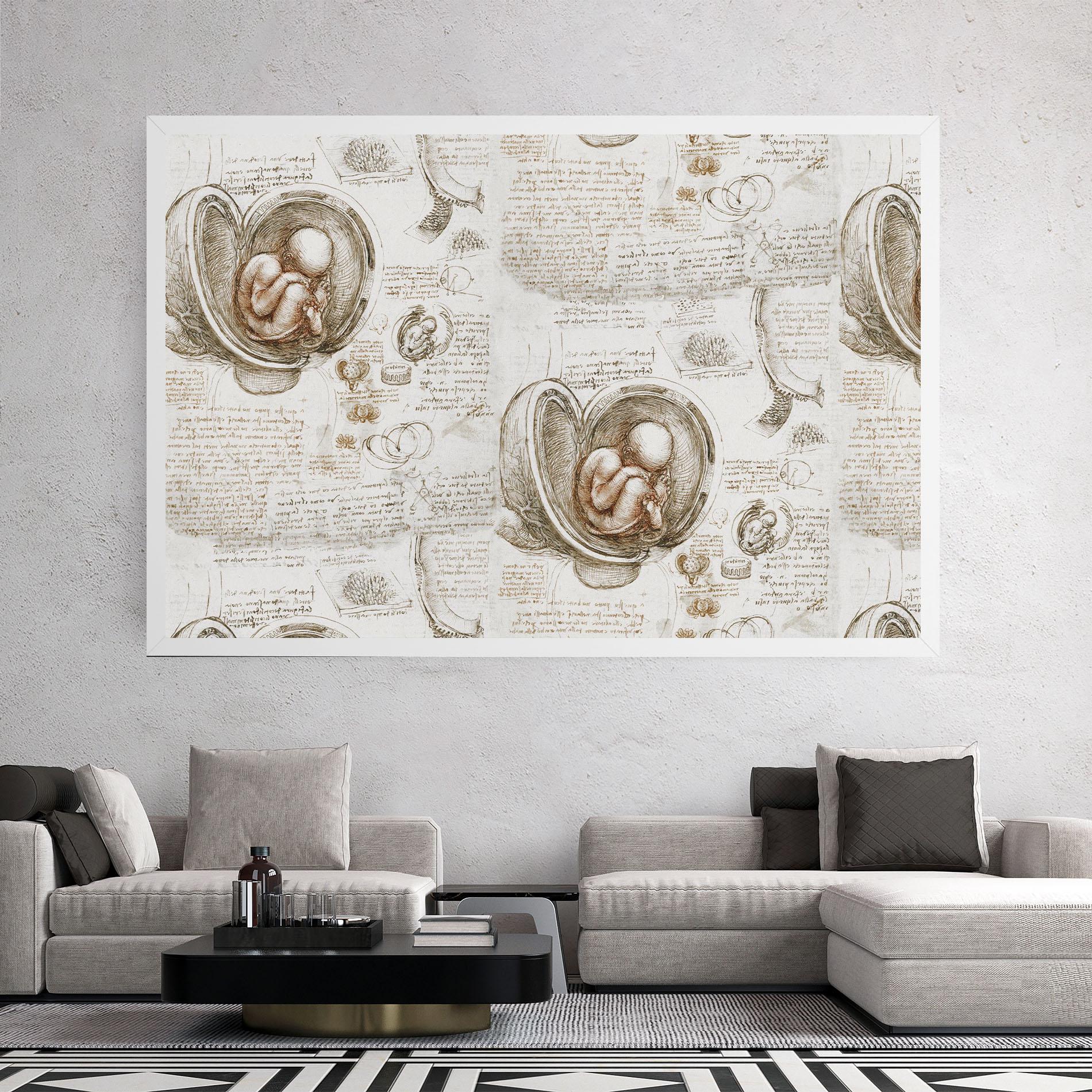 Leinwandbild Leonardo Studies Of The Foetus mockup 2