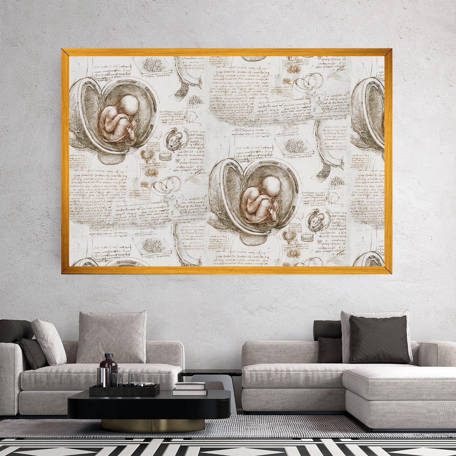 Leinwandbild Leonardo Studies Of The Foetus mockup 2