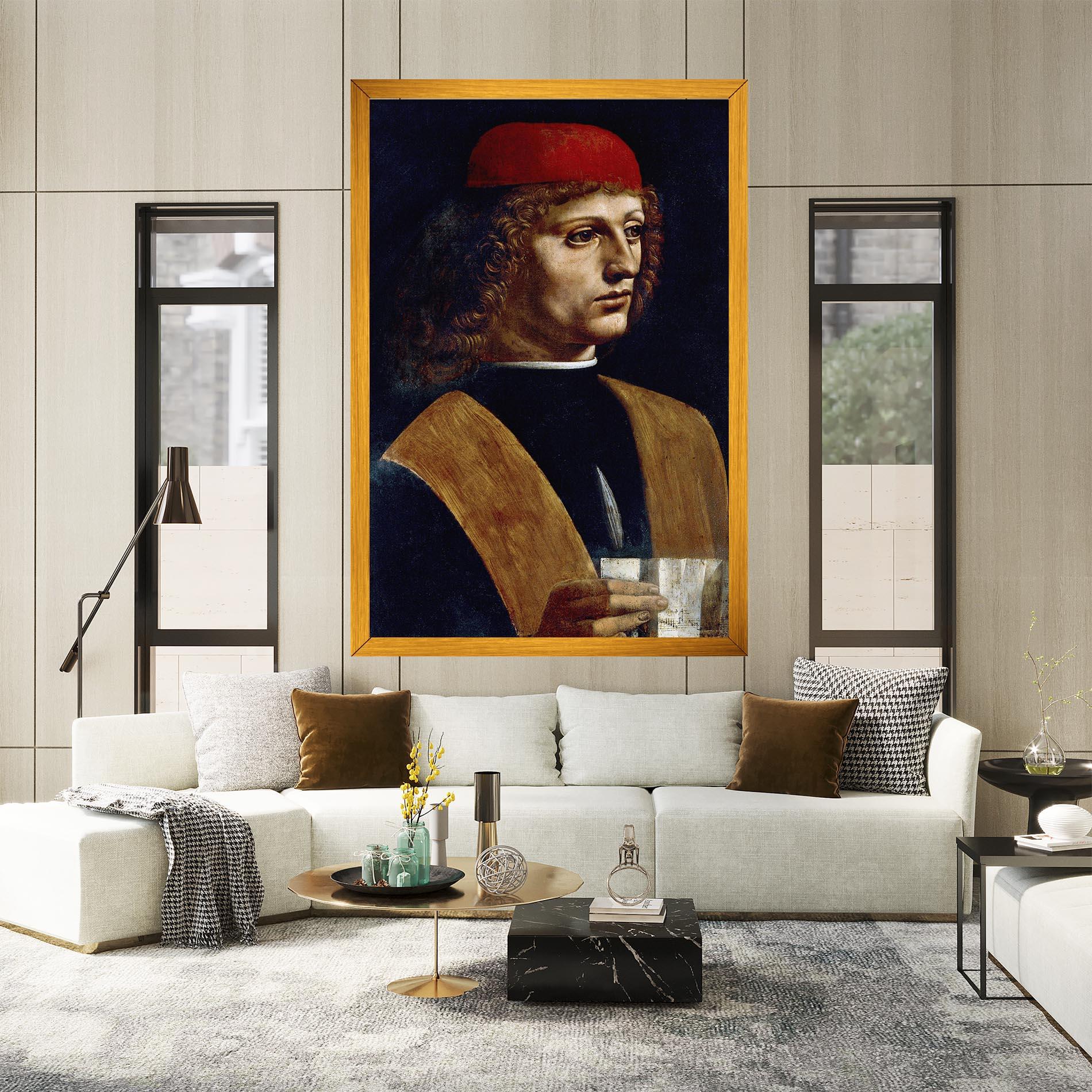 Leinwandbild Leonardo Da Vinci's The Portrait Of A Musician mockup 2