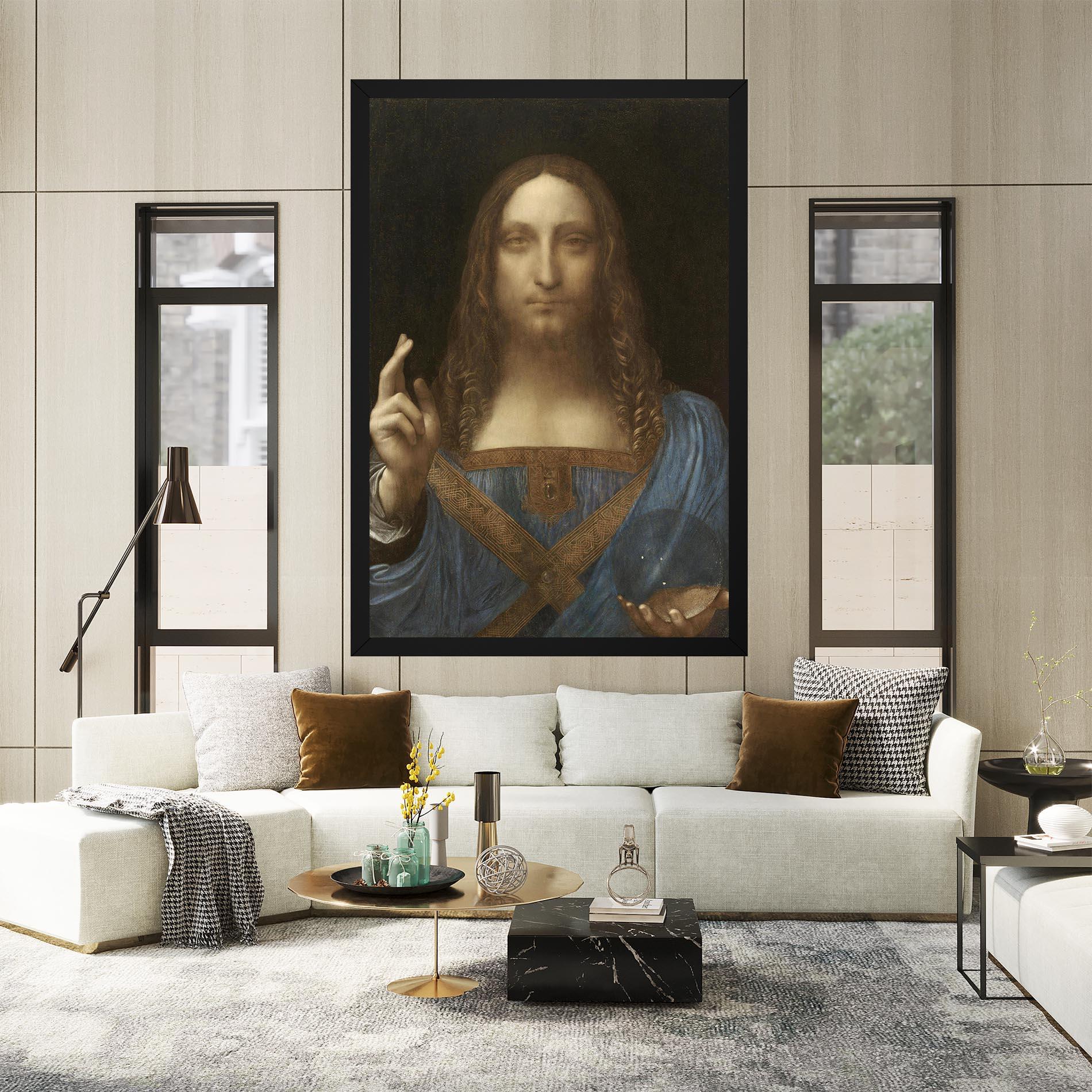 Leinwandbild Leonardo Da Vinci Salvator Mundi mockup 2