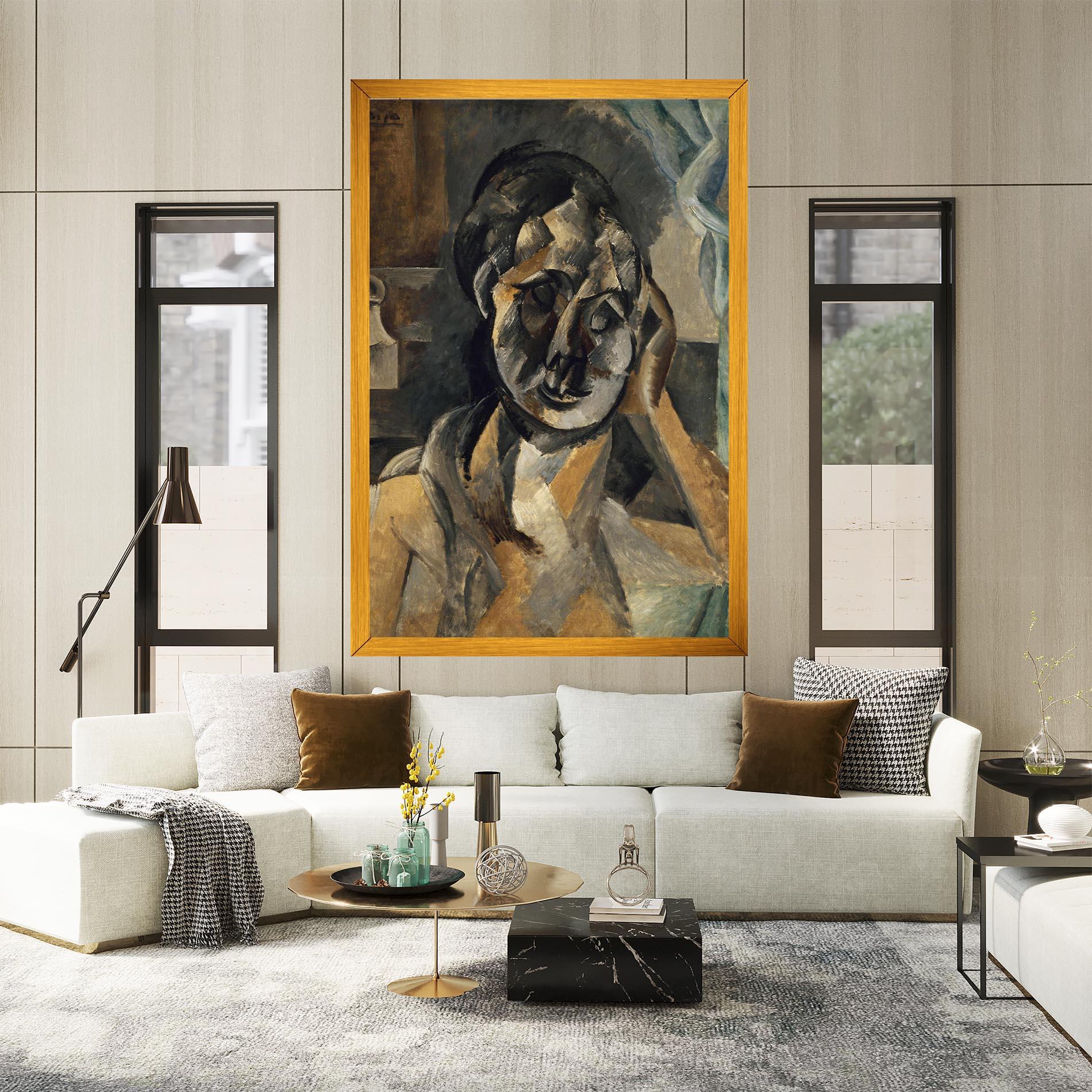 Leinwandbild Woman With Mustard mockup 2