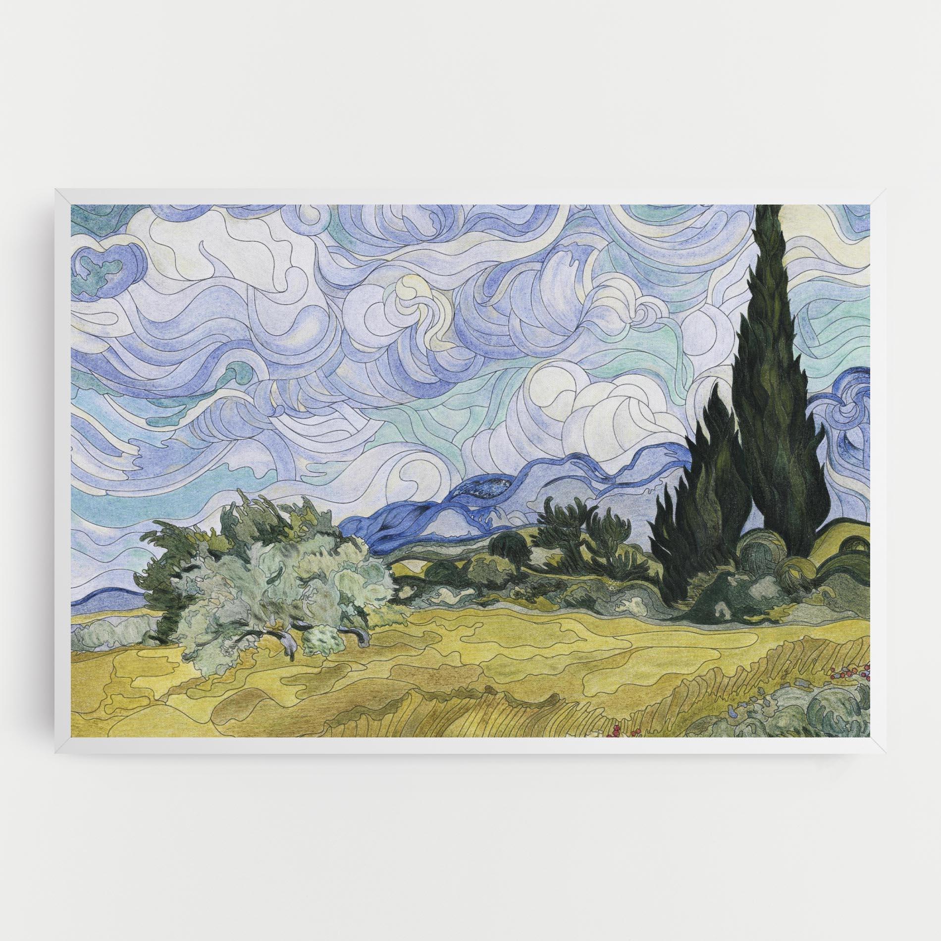 Leinwandbild Wheat Field Cypresses mockup 0