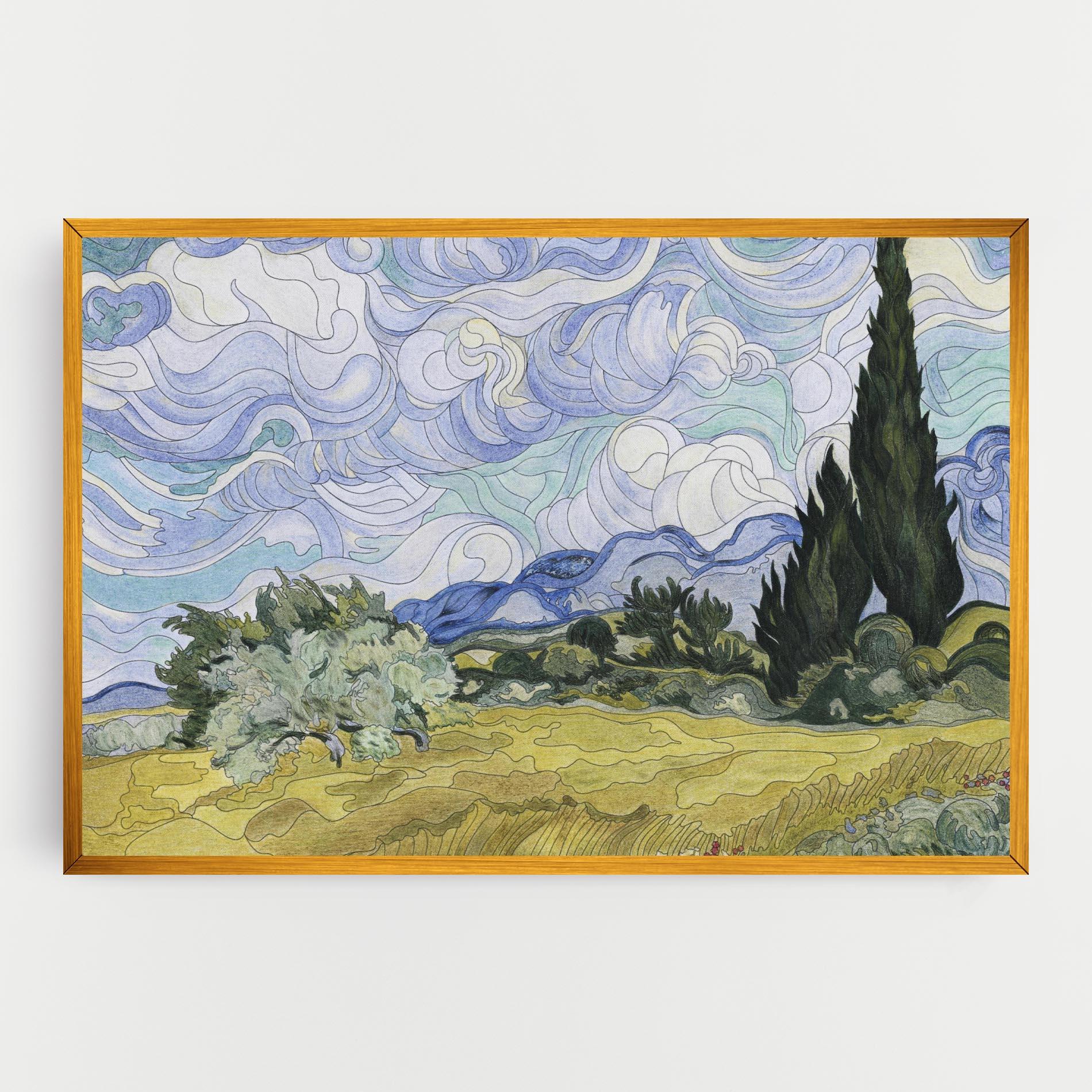 Leinwandbild Wheat Field Cypresses mockup 0