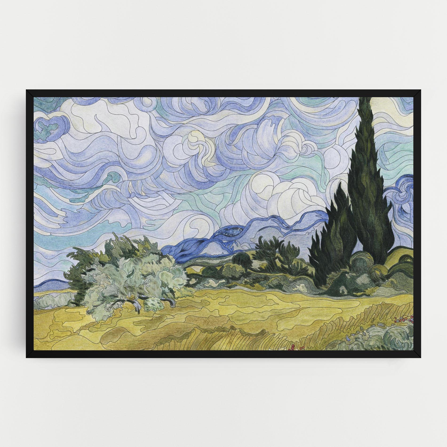 Leinwandbild Wheat Field Cypresses mockup 0