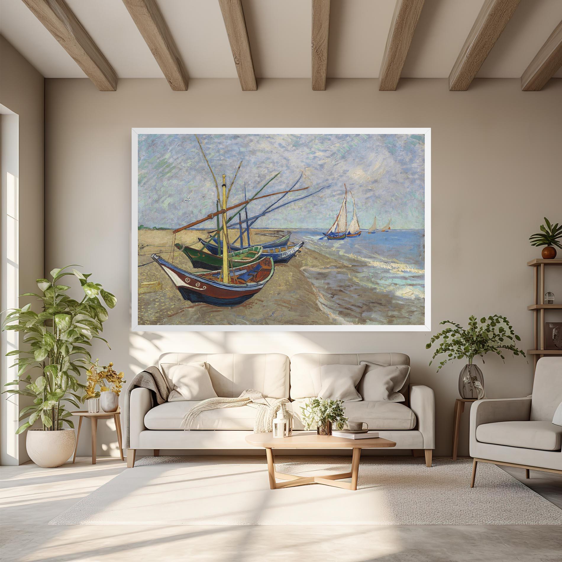 Leinwandbild Boats Beach mockup 6