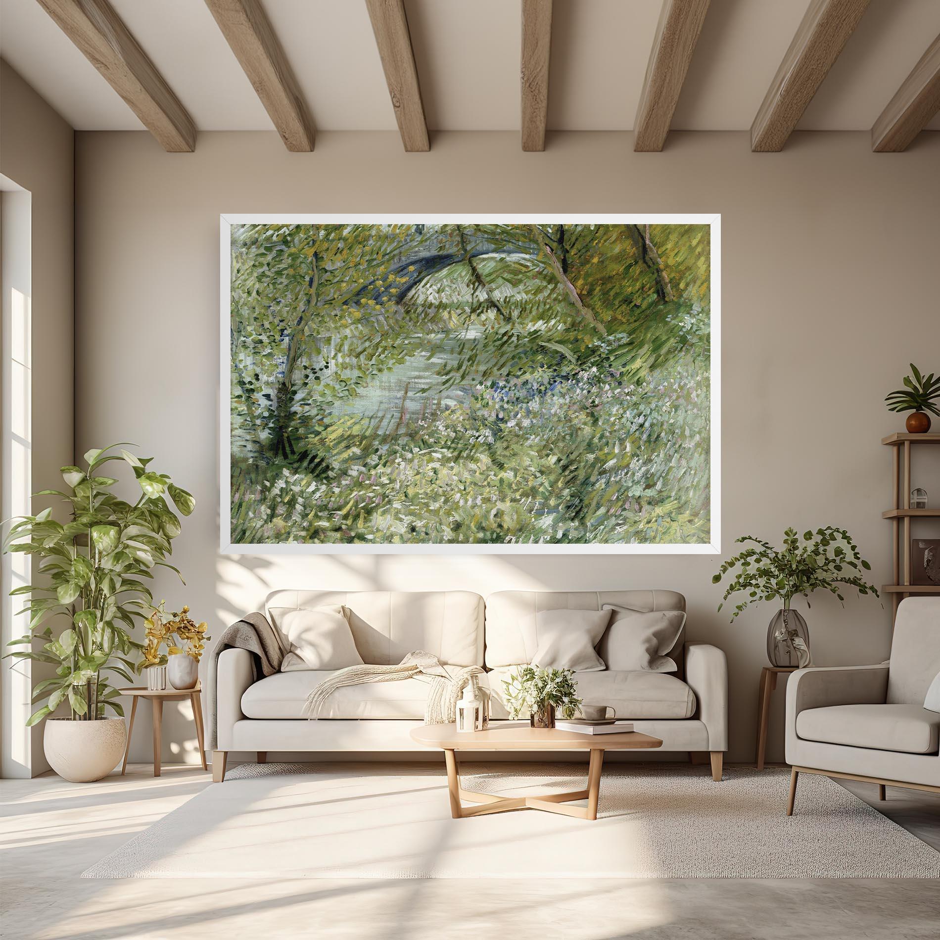Leinwandbild River Bank Springtime mockup 6