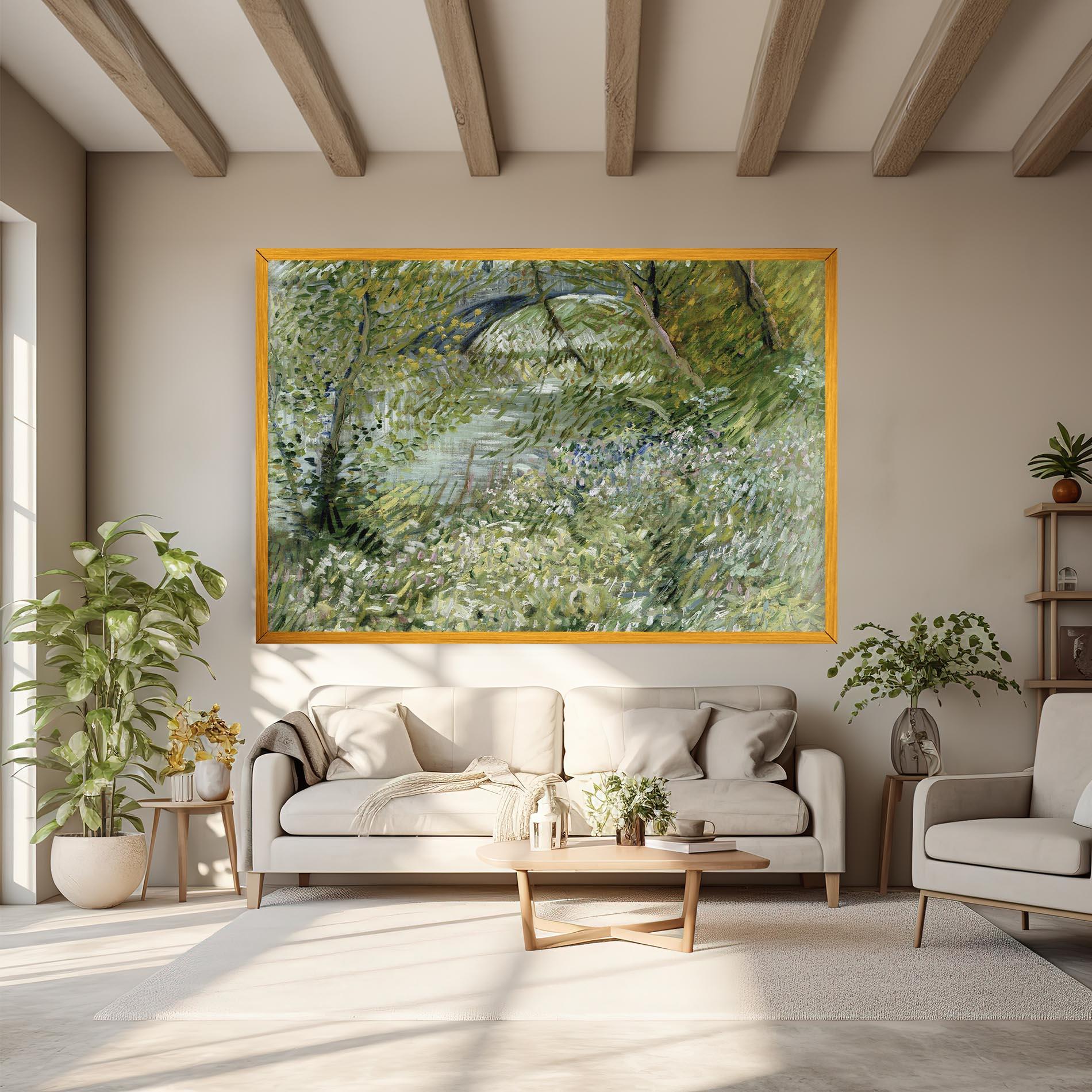 Leinwandbild River Bank Springtime mockup 6
