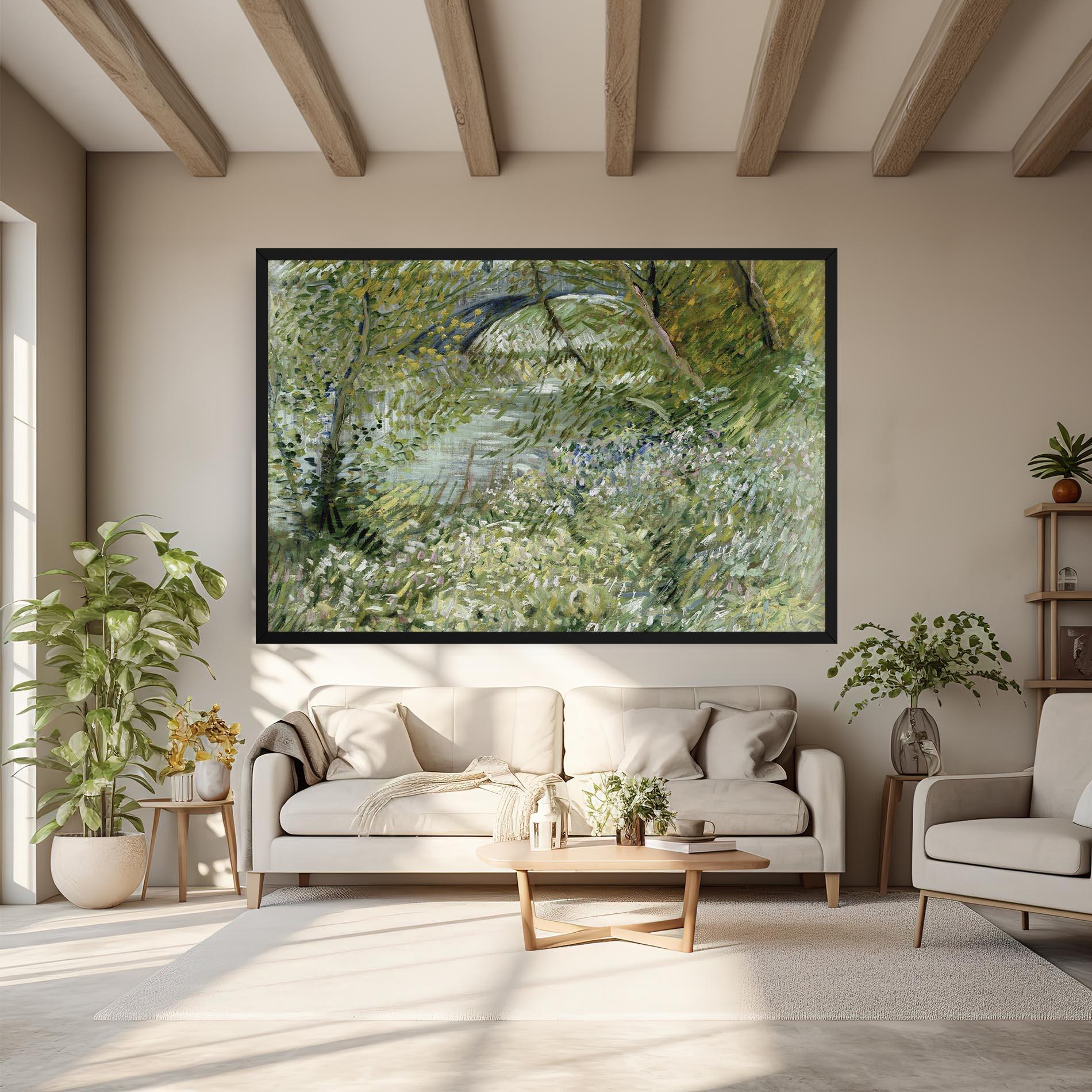 Leinwandbild River Bank Springtime mockup 6