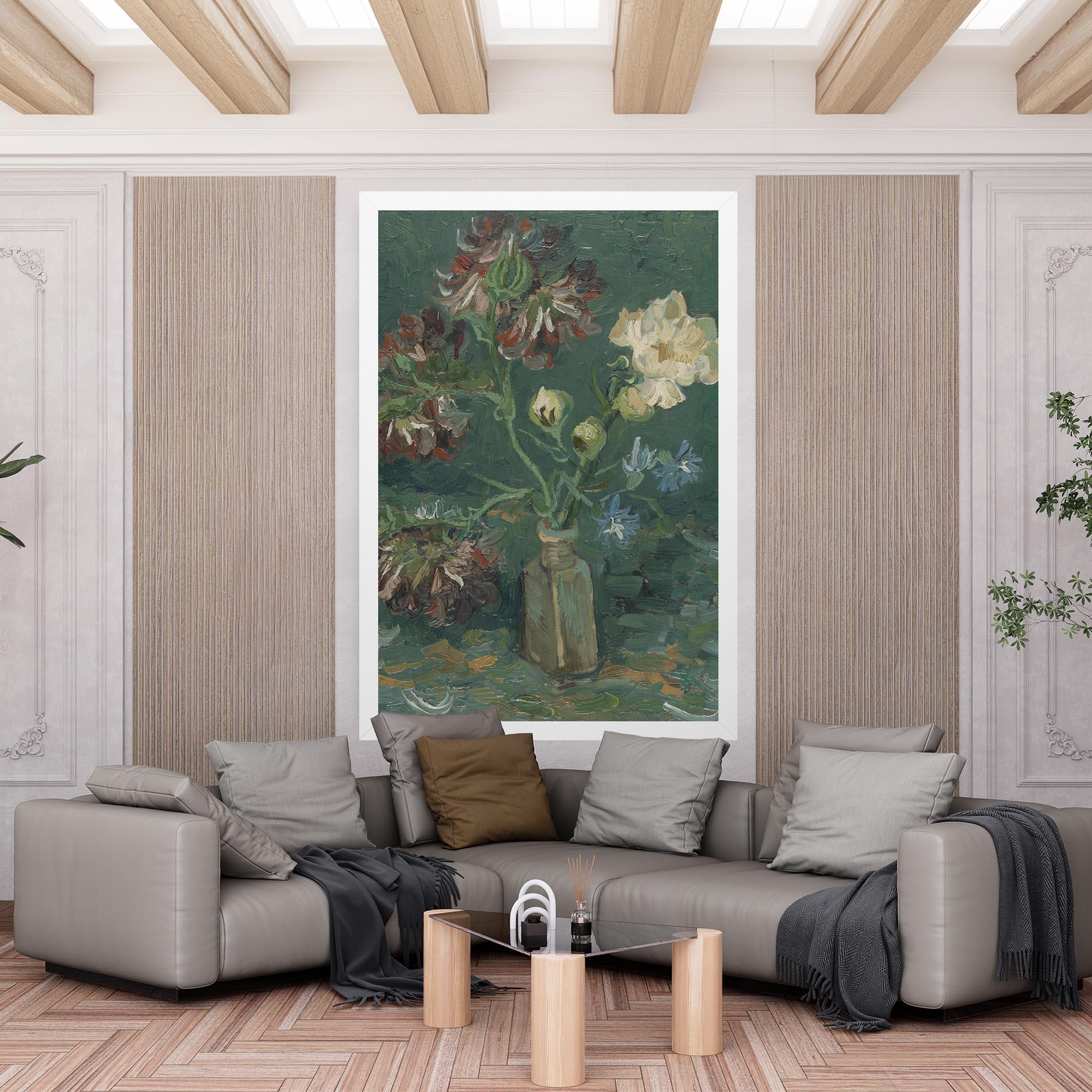 Leinwandbild Flesje Met Pioenrozen mockup 6