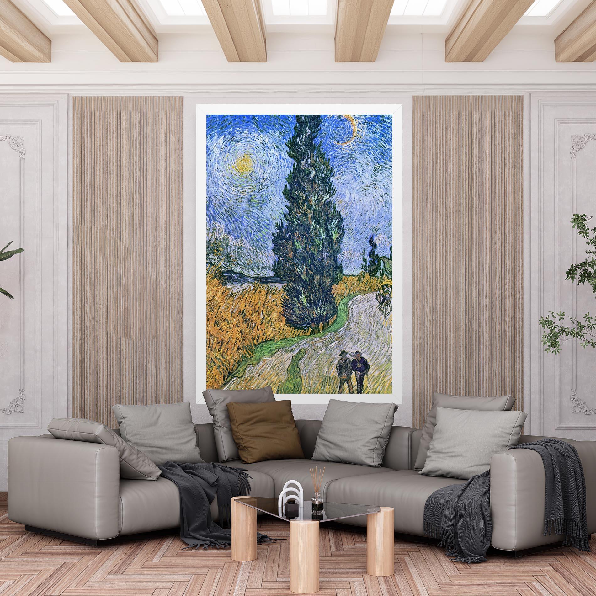 Leinwandbild Road With Cypress mockup 6