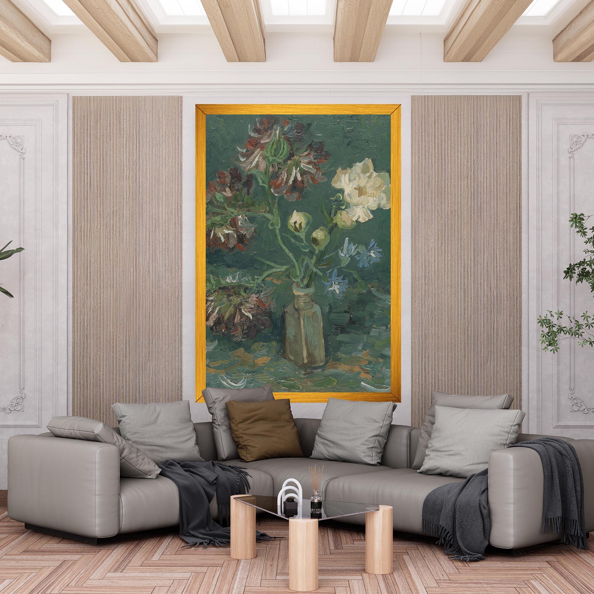 Leinwandbild Flesje Met Pioenrozen mockup 6