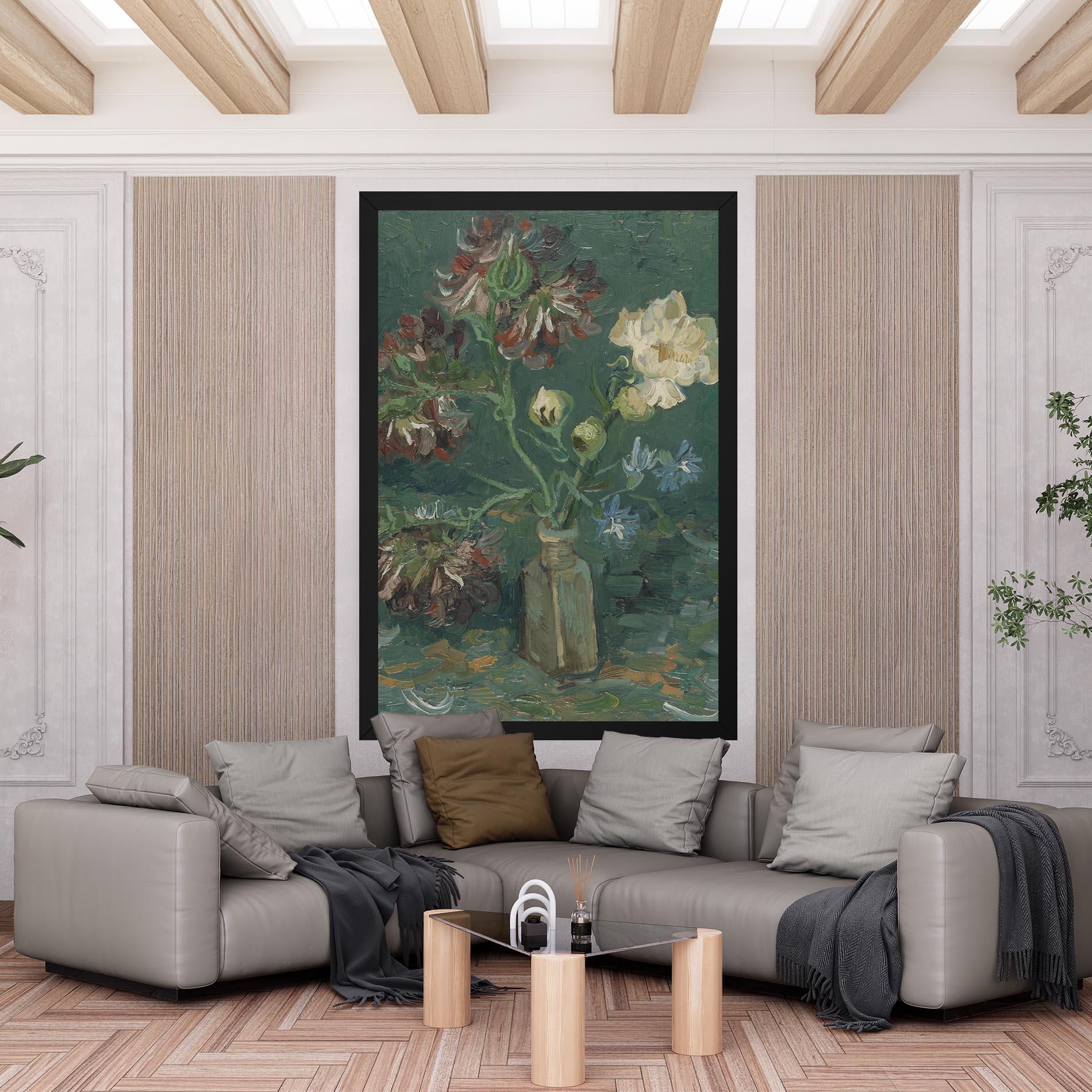Leinwandbild Flesje Met Pioenrozen mockup 6