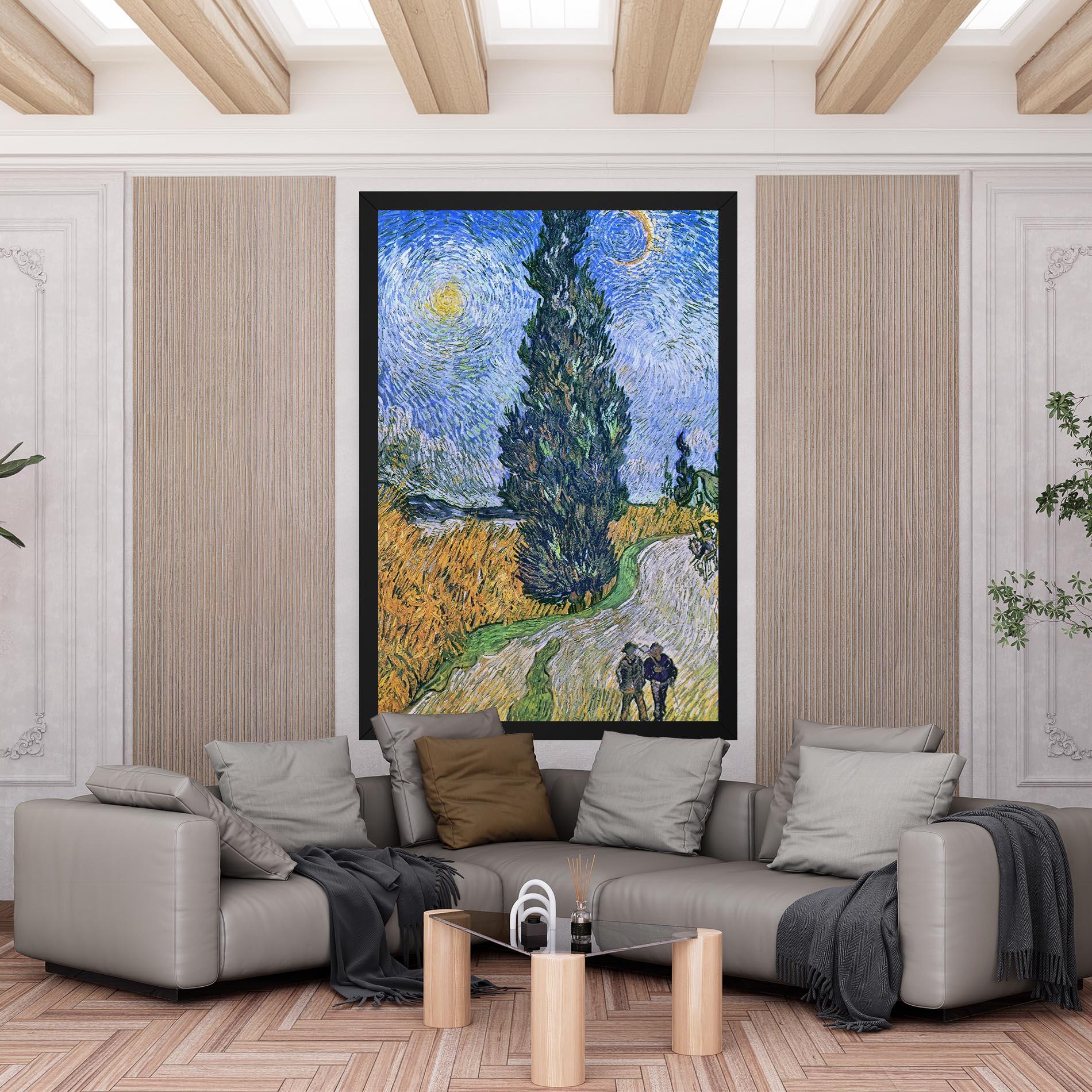 Leinwandbild Road With Cypress mockup 6