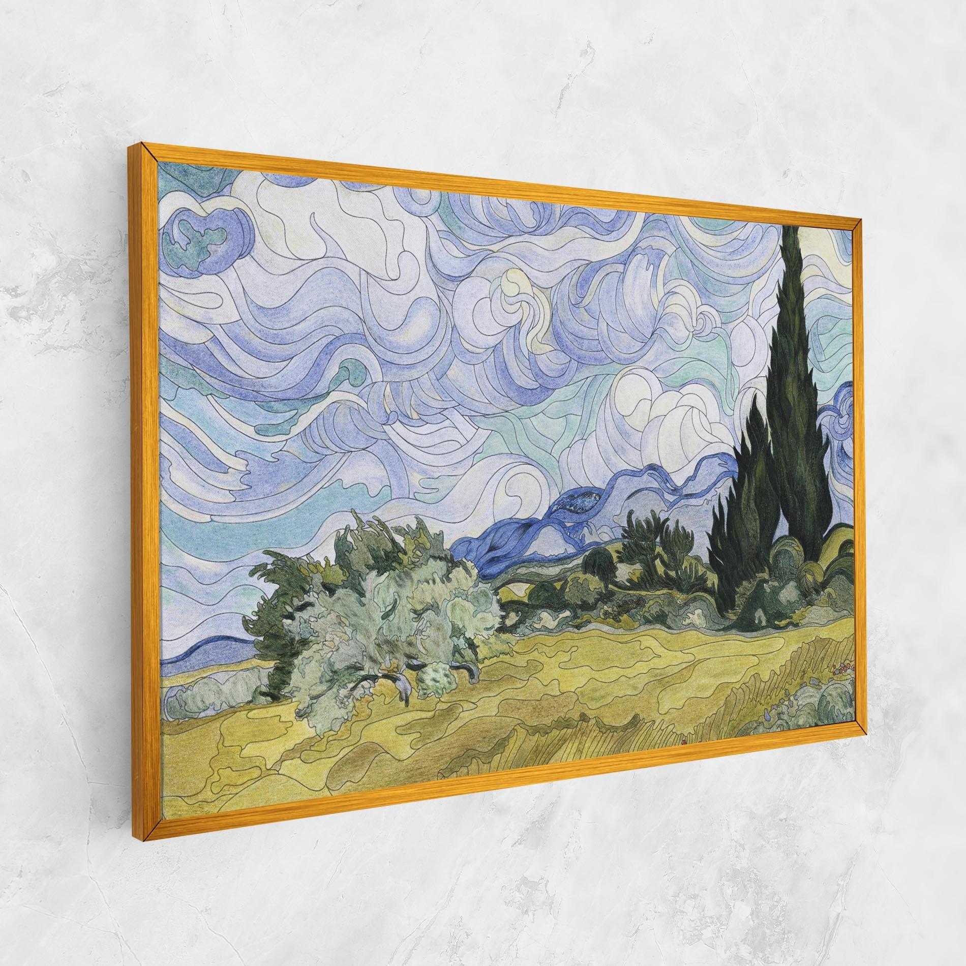 Leinwandbild Wheat Field Cypresses mockup 1