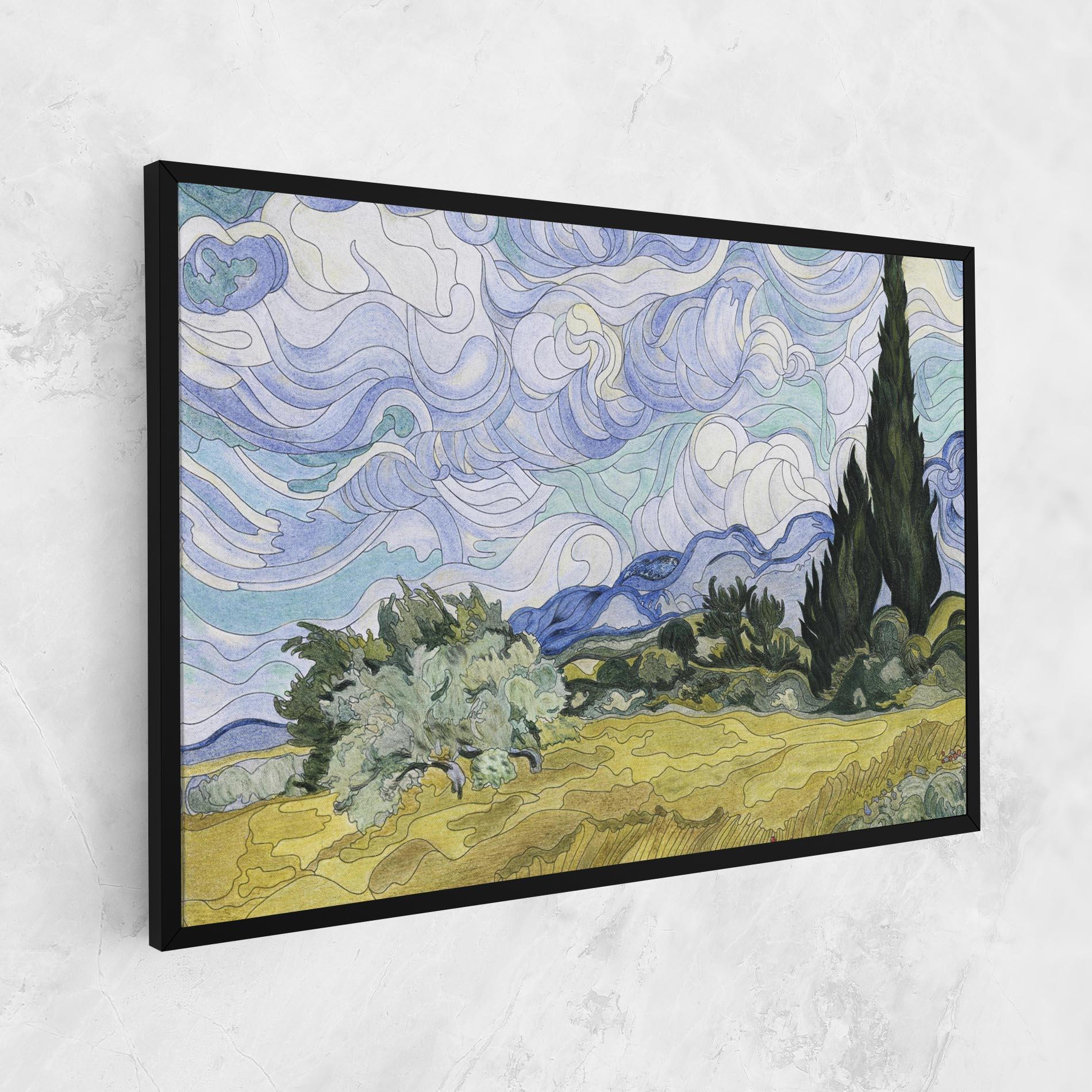 Leinwandbild Wheat Field Cypresses mockup 1