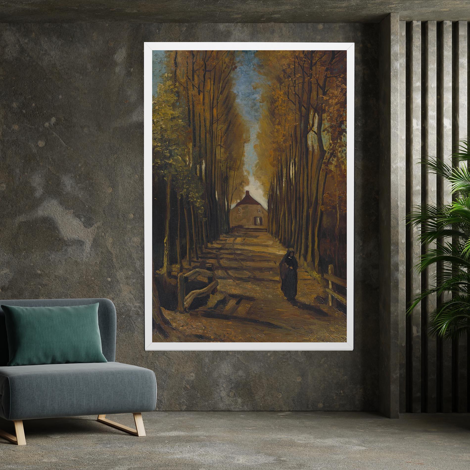 Leinwandbild Avenue Of Poplars Autumn mockup 7