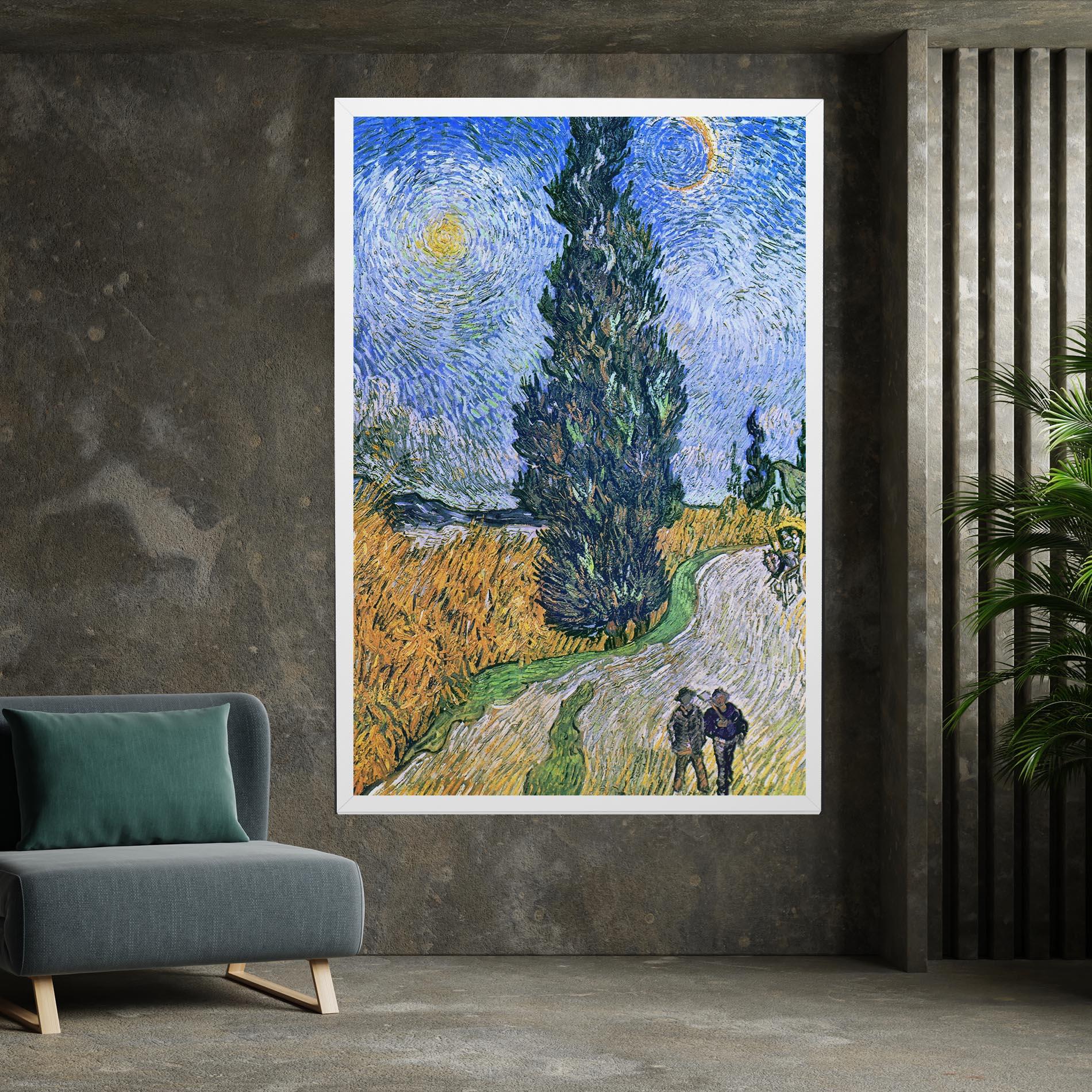 Leinwandbild Road With Cypress mockup 7